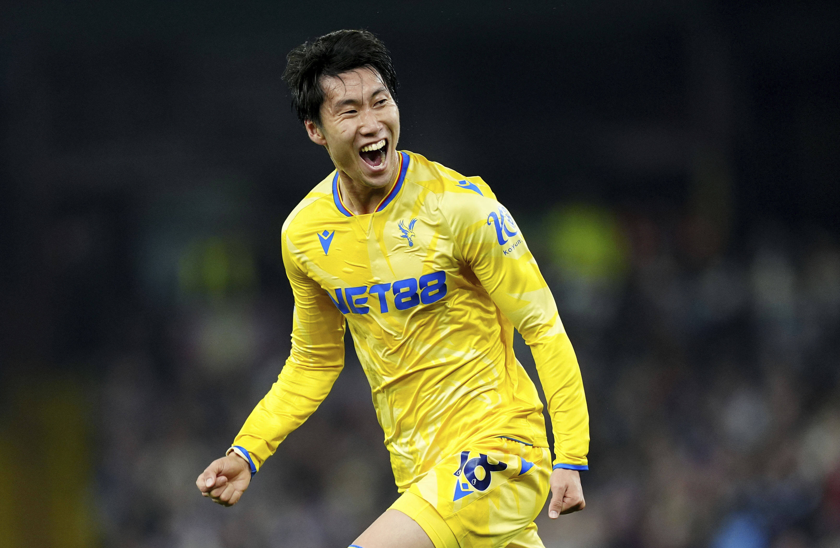 Crystal Palace’s Daichi Kamada celebrates scoring his side’s winner against Aston Villa. Photo: AP