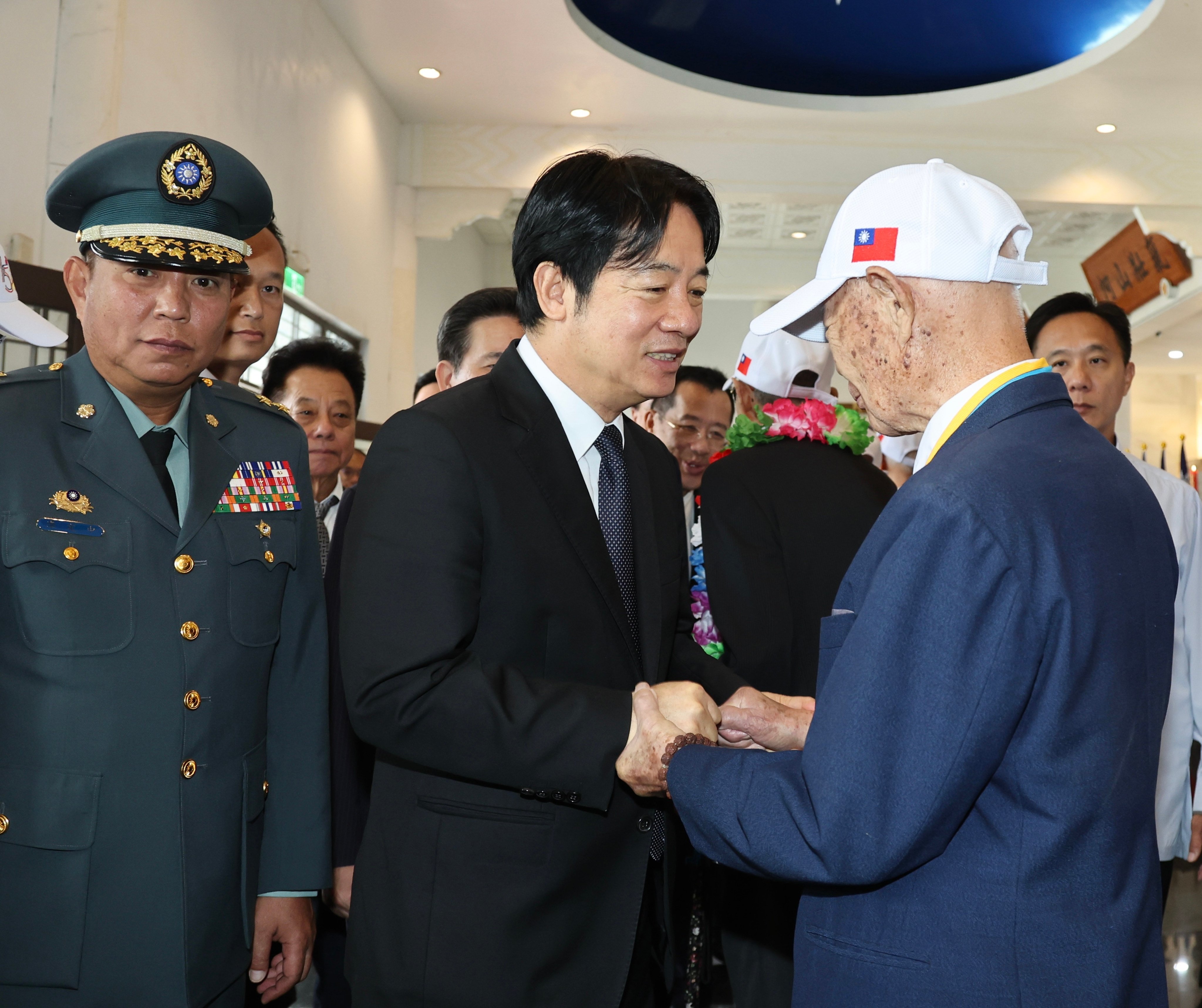 Taiwanese leader William Lai Ching-te (centre) attends a ceremony to mark the 75th anniversary of the Battle of Kinmen on the island of Quemoy on Friday. Photo: CNA