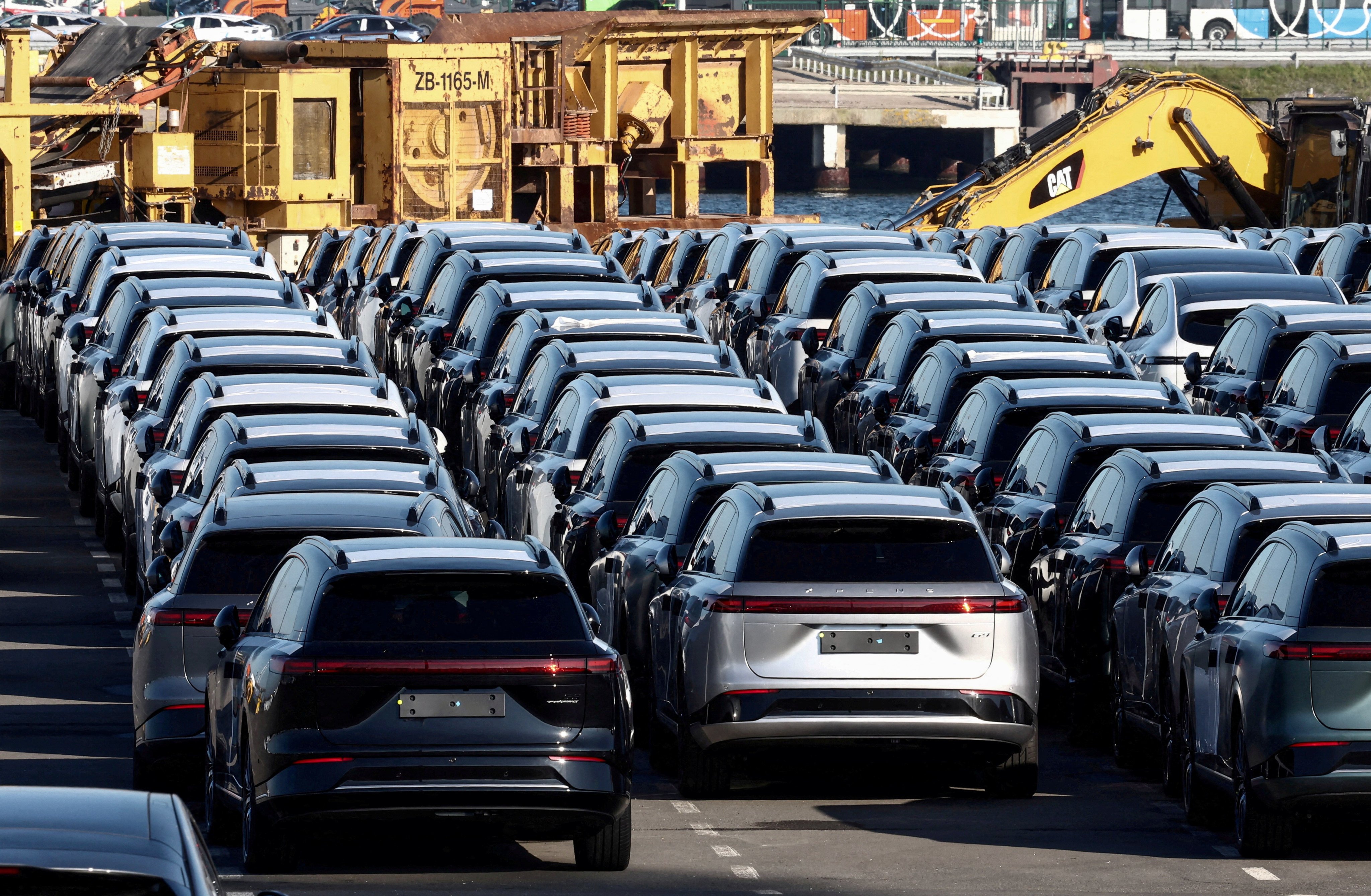 New China-built electric vehicles are seen parked in the port of Zeebrugge, Belgium, on October 24. Photo: Reuters