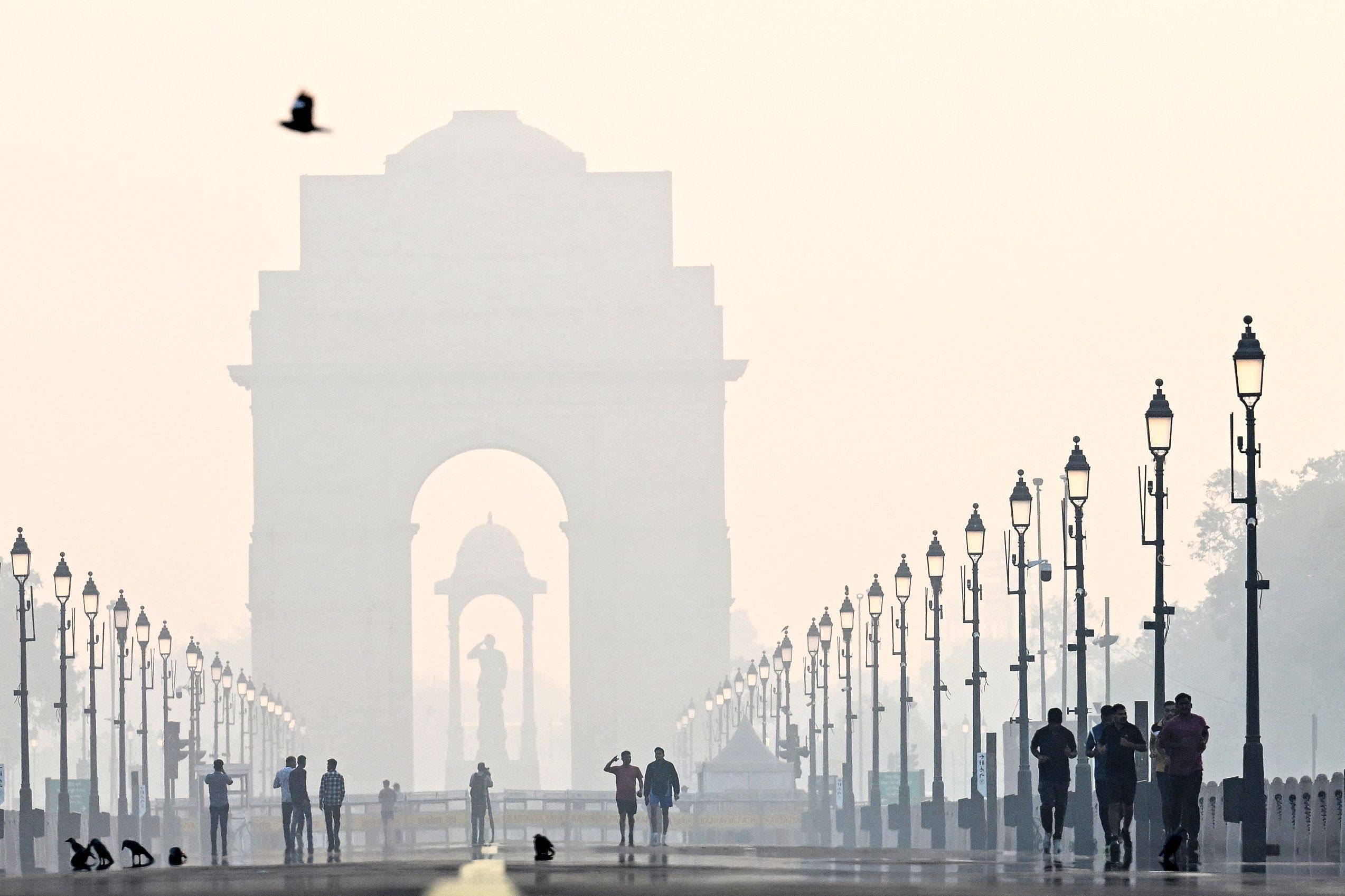 Smoggy conditions after Diwali, in New Delhi on Friday. Photo: AFP