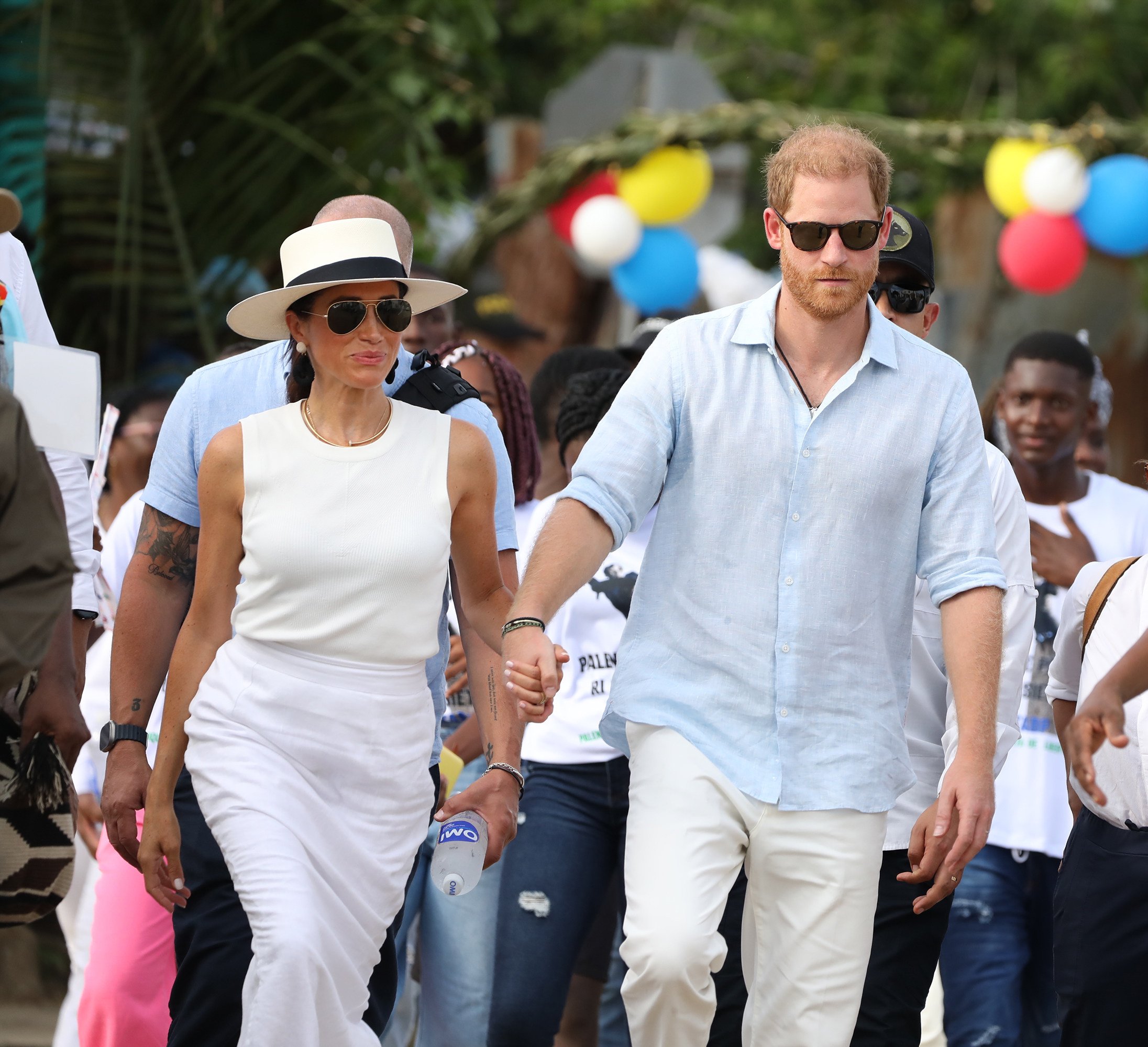 The Duke and Duchess of Sussex, Prince Harry and Meghan, pictured during a visit to Colombia in August, are buying a home in Europe, which could pave the way for a royal family reunion. Photo: Getty