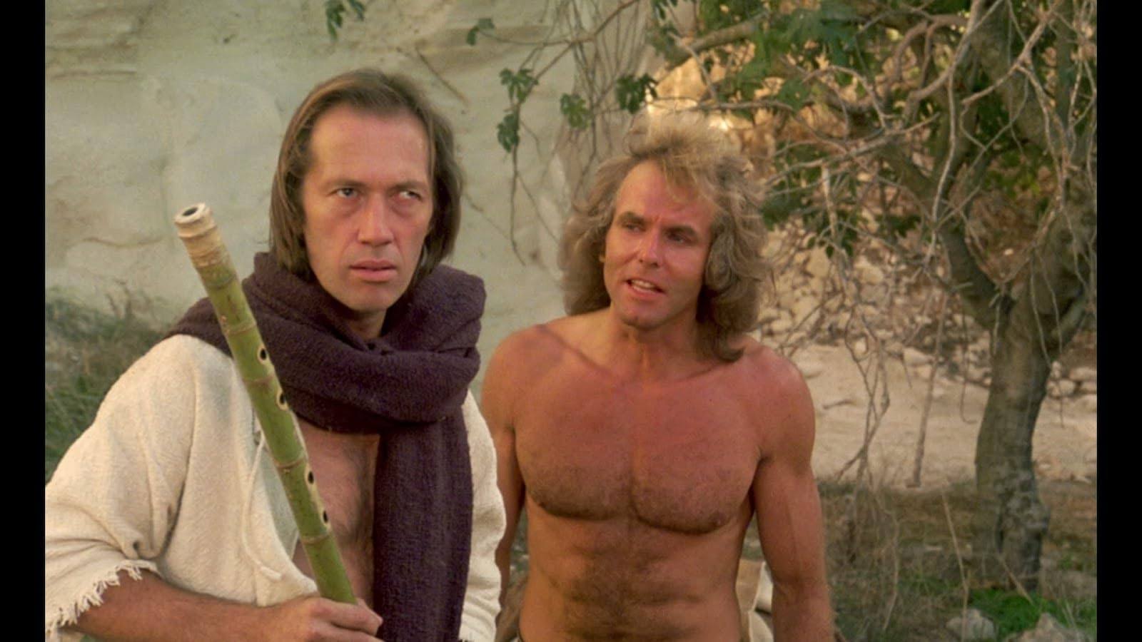 David Carradine (left) and Jeff Cooper in a still from Circle of Iron. The 1978 movie was based on a script Bruce Lee abandoned before his death, but ended up a bizarre mix of inadequate kung fu scenes and faux Eastern mysticism. 