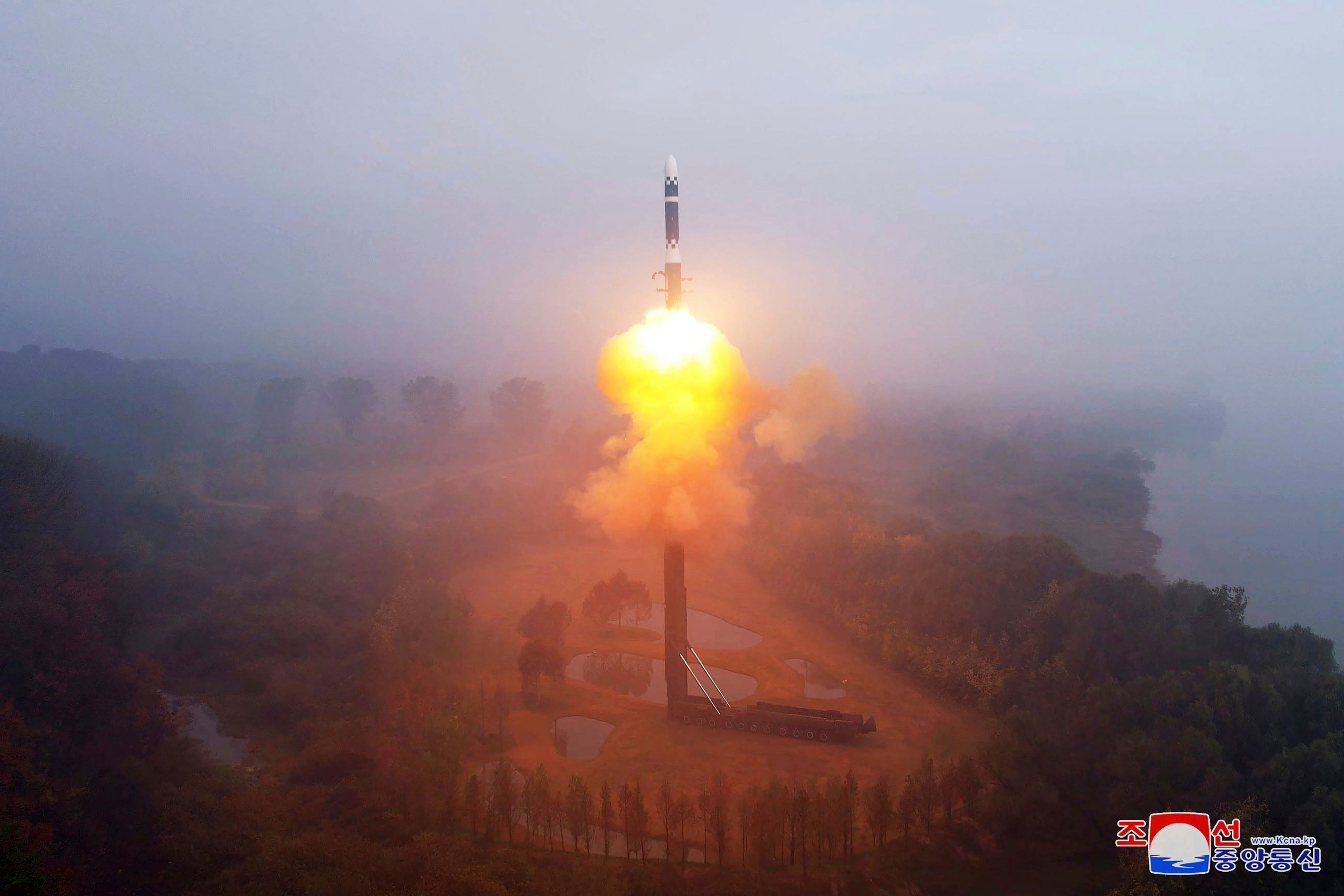 This photo provided by the North Korean government, shows what it says a test launch of new intercontinental ballistic missile ‘Hwasong-19’ at an undisclosed place in North Korea Thursday. Photo: Korea News Service via AP