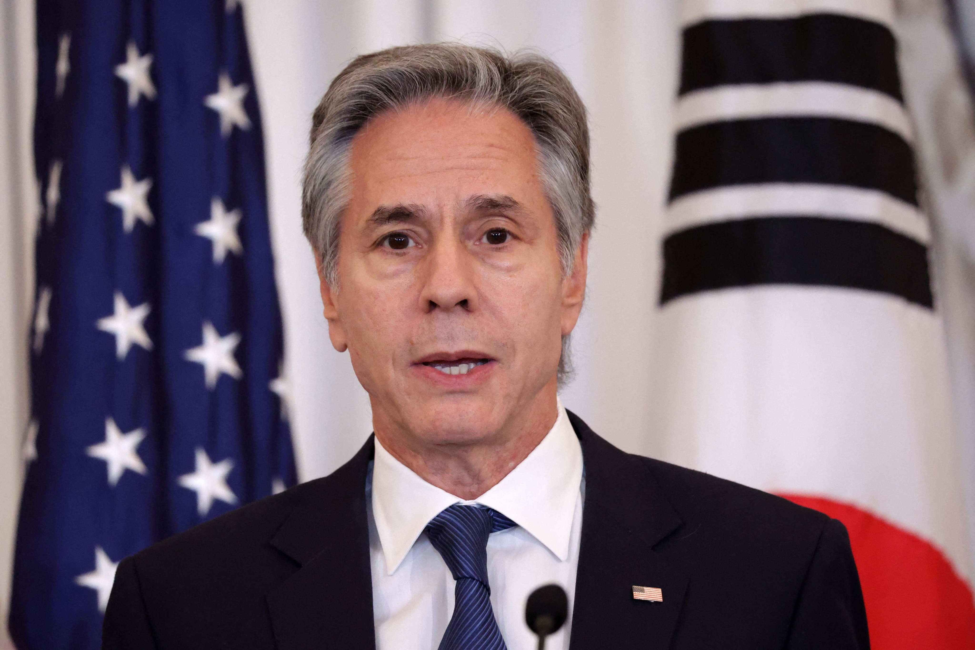 US Secretary of State Antony Blinken speaks during a news conference at the State Department in Washington on Thursday. Photo: Getty Images via AFP