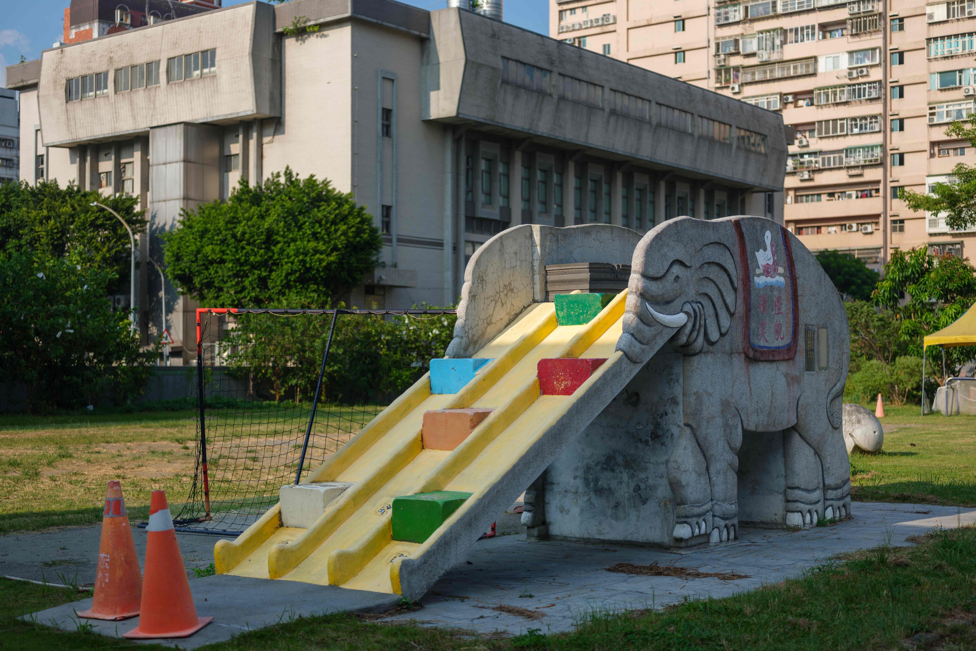 A disused elephant slide at an elementary school in New Taipei City. Photo: AFP