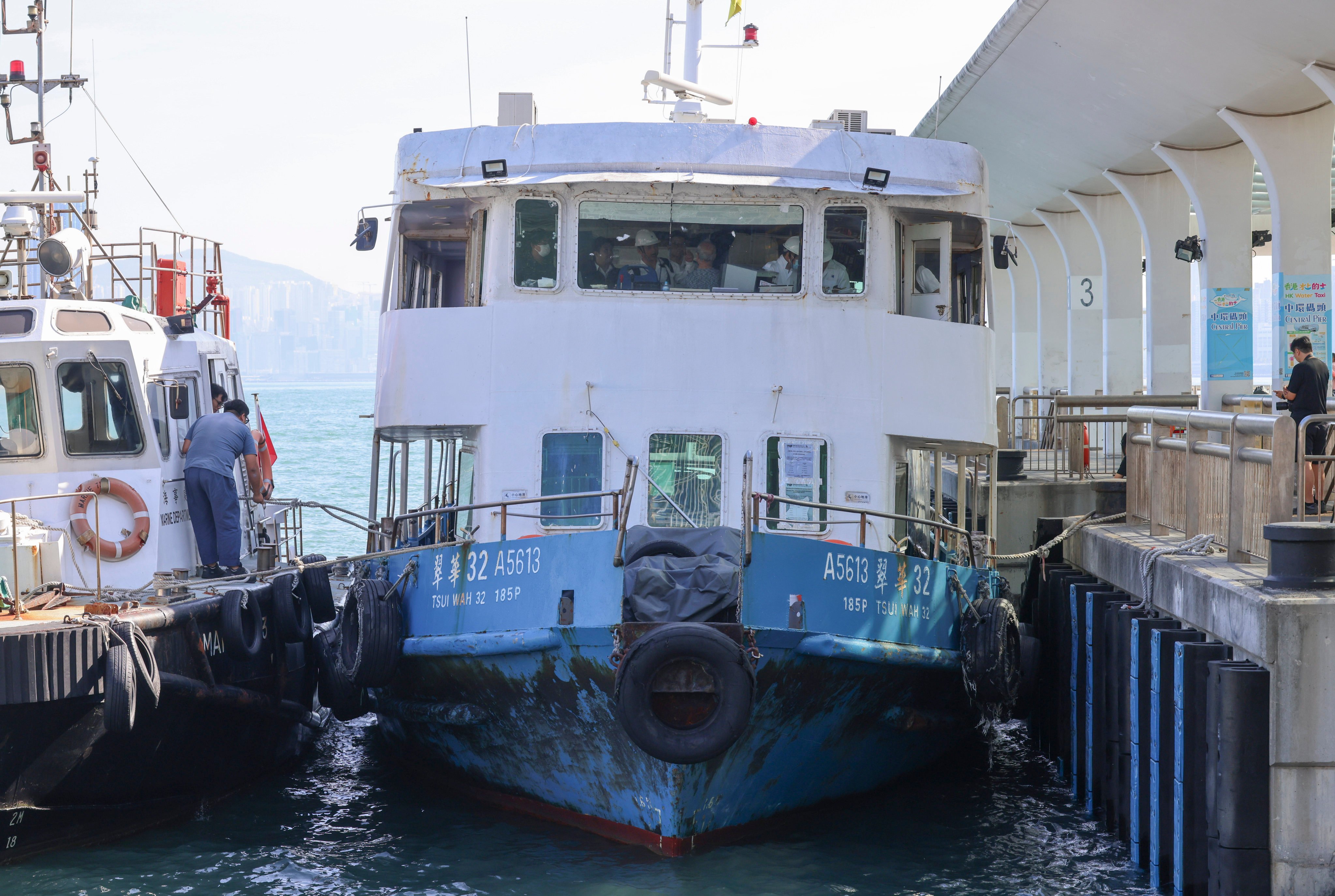 About 40 passengers sustained light injuries when a ferry bumped into a pier in Hong Kong’s financial district on Friday morning. Photo: Jelly Tse