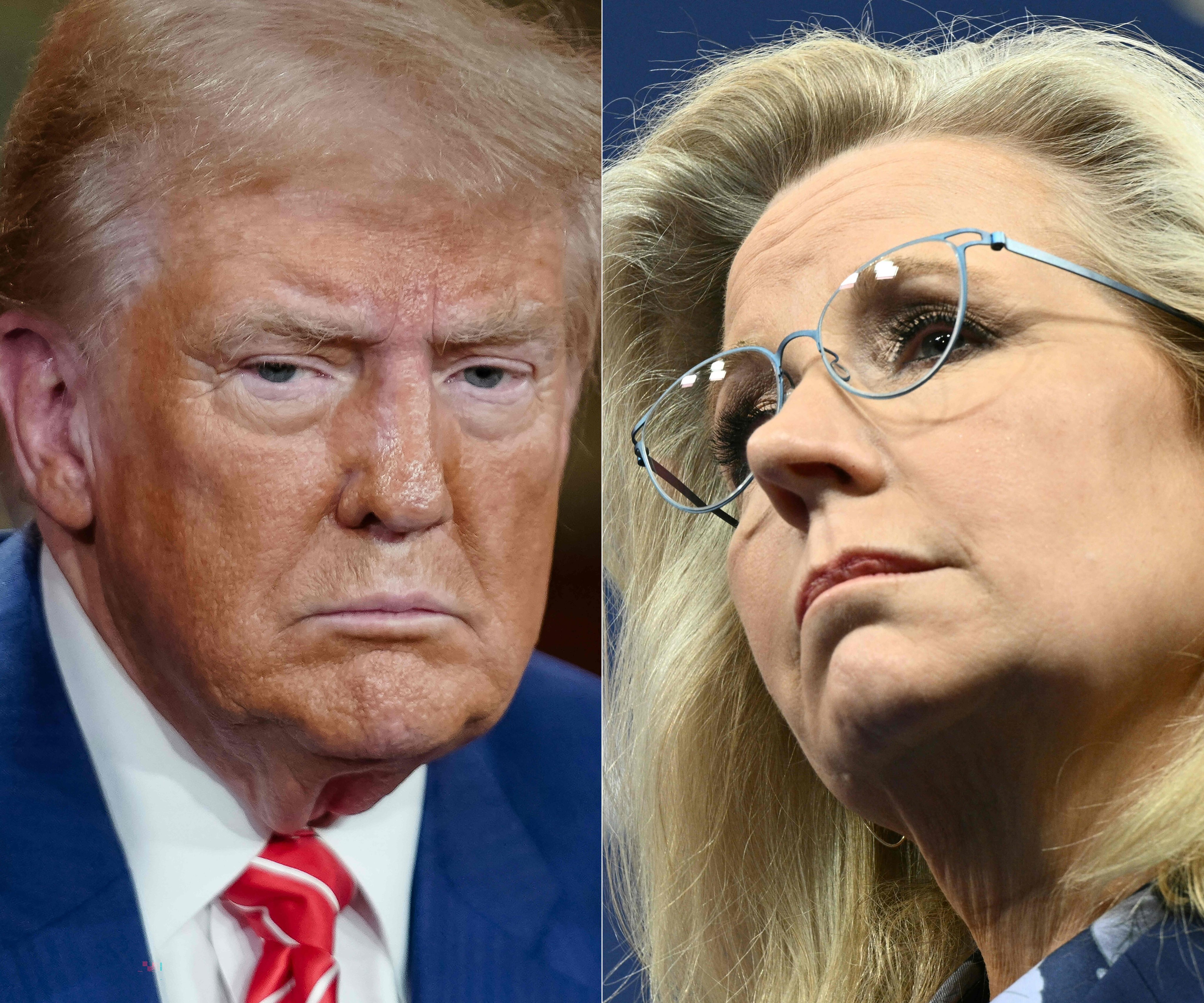 Liz Cheney (right) criticised Donald Trump for suggesting she should have guns pointed at her, highlighting his threat to democracy and endorsing Kamala Harris for president. Photo: AFP