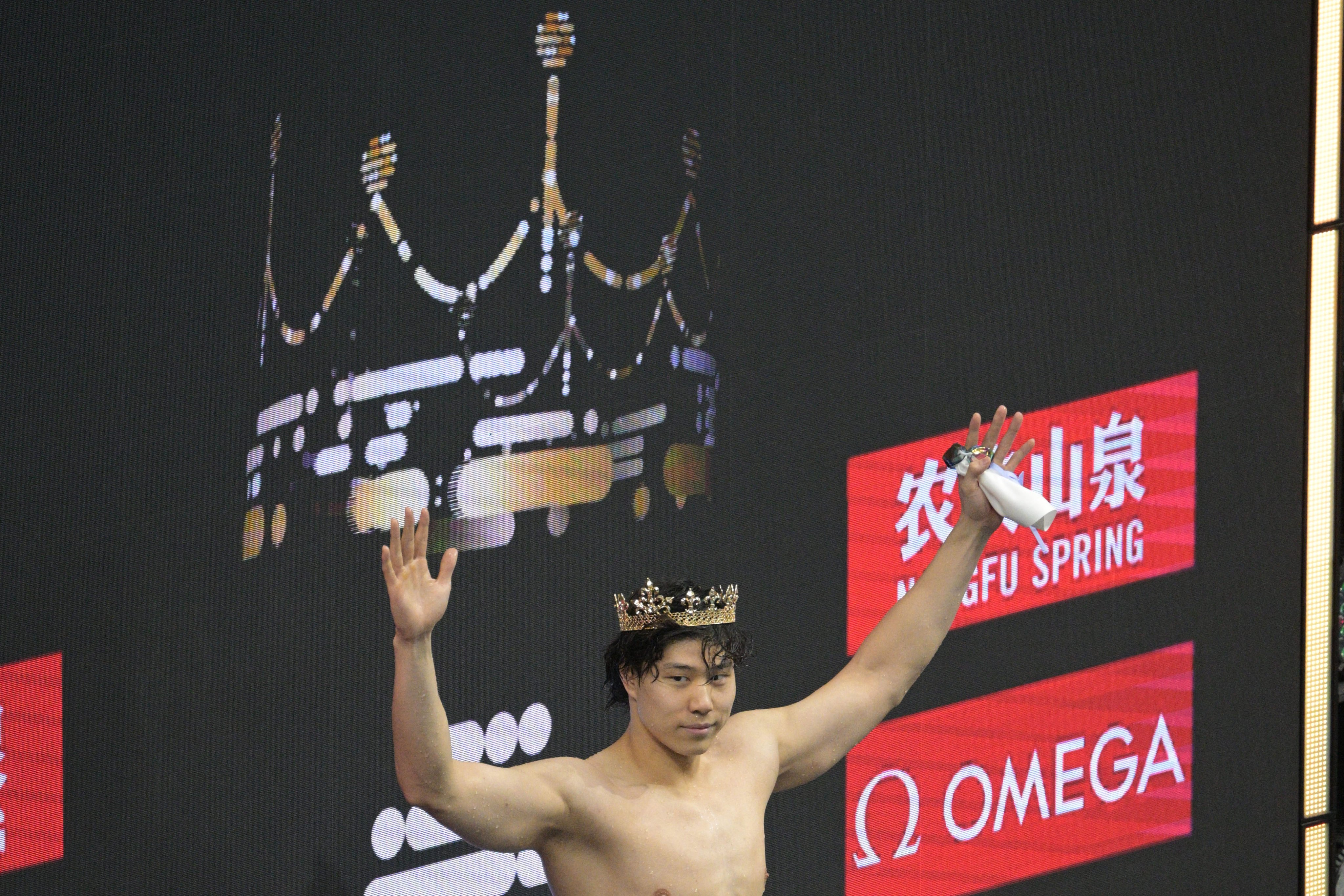 Qin Haiyang’s win in the men’s 50m breaststroke in Singapore completed a clean sweep of World Cup victories. Photo: Xinhua