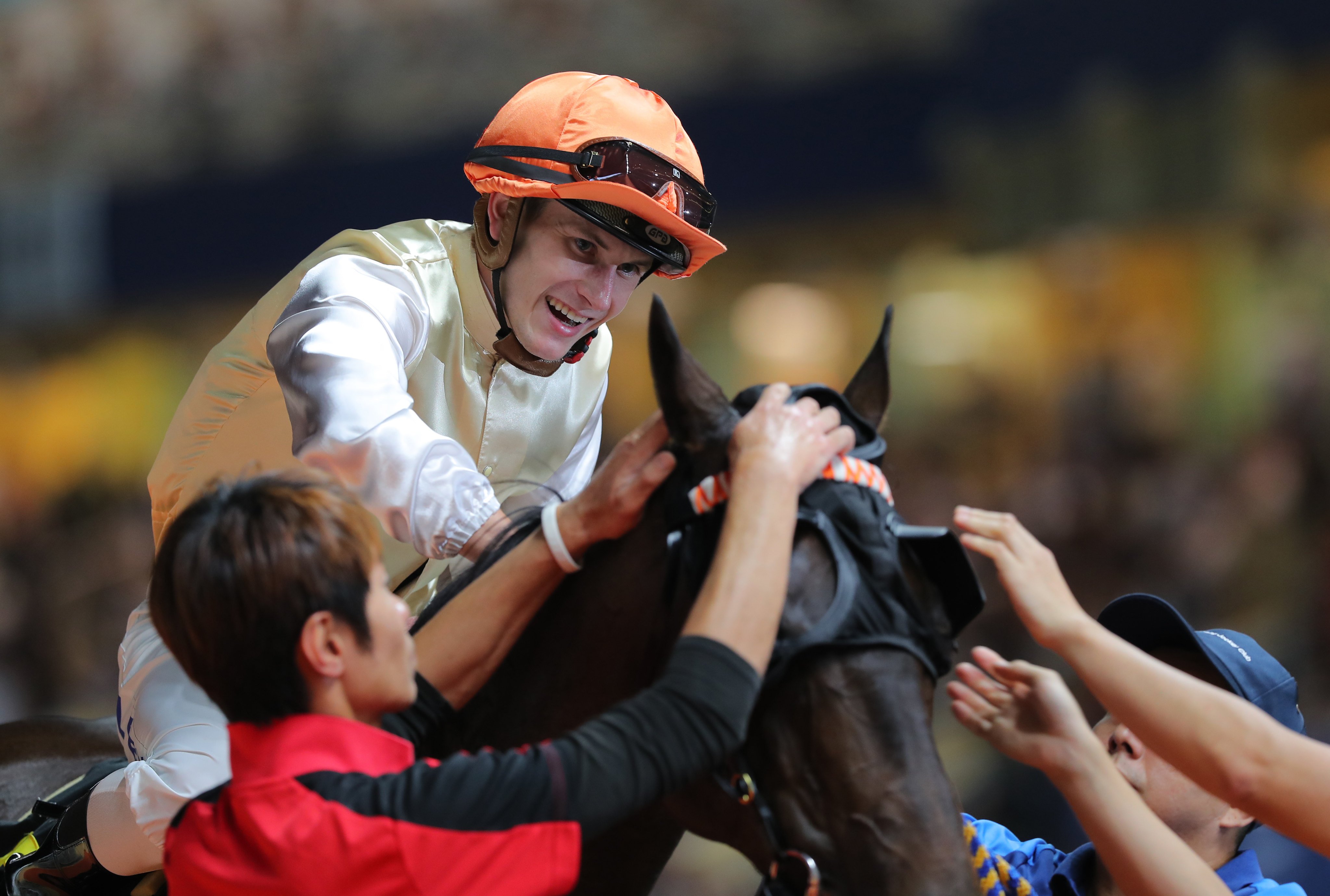 Luke Ferraris gives Colonel a pat after their victory last month. Photo: Kenneth Chan