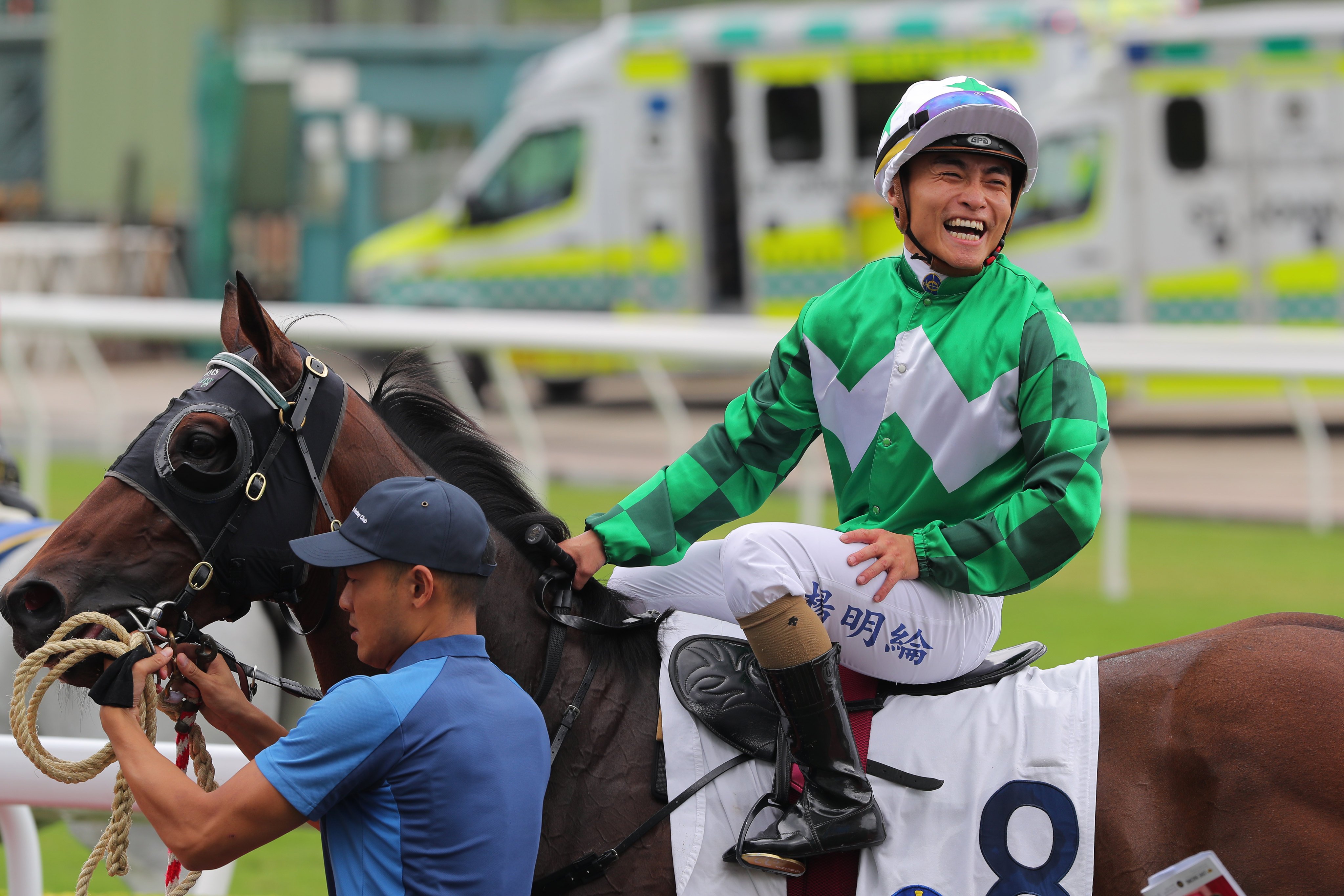 Keith Yeung is all smiles after a winner earlier this season. Photo: Kenneth Chan