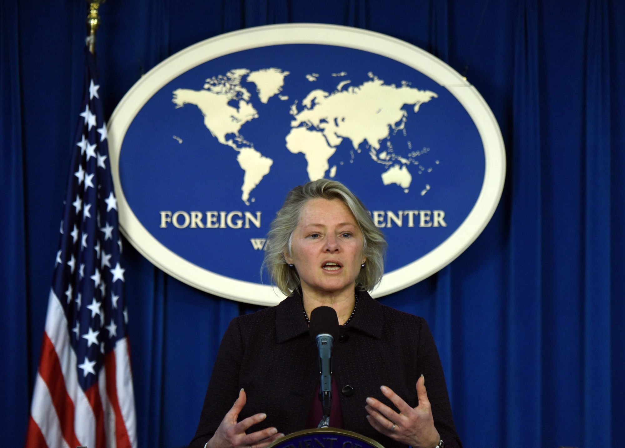 In 2017, then US acting assistant secretary of state Susan Thornton speaks at a briefing in Washington, saying the US was pursuing a constructive and results-oriented relationship with China. Photo: Xinhua