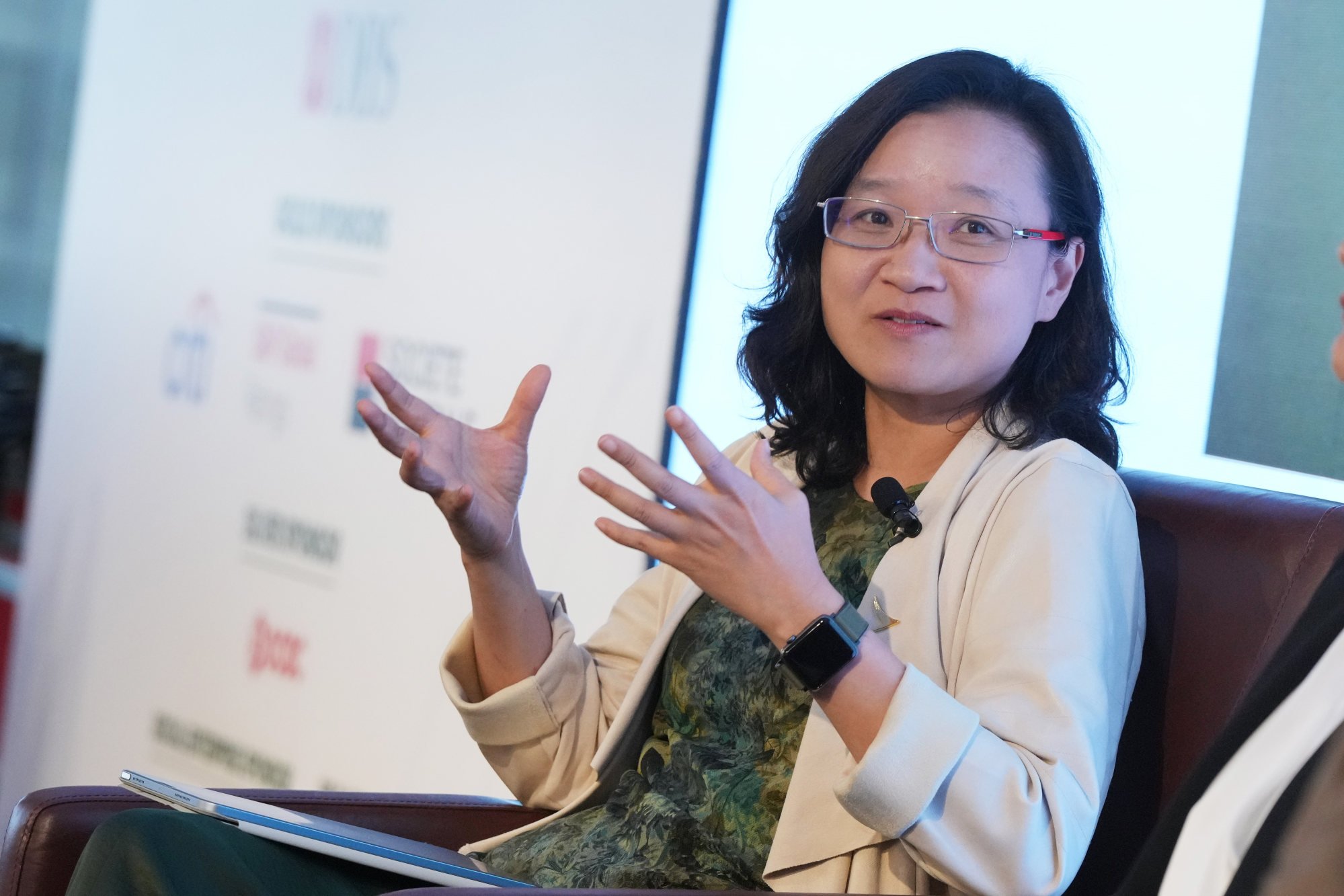 Grace Cheung, general manager of sustainability at Cathay Pacific Airways, participates in a panel discussion at the ASIFMA Sustainable Finance Conference 2024 in Wan Chai on October 30, 2024. Photo: May Tse