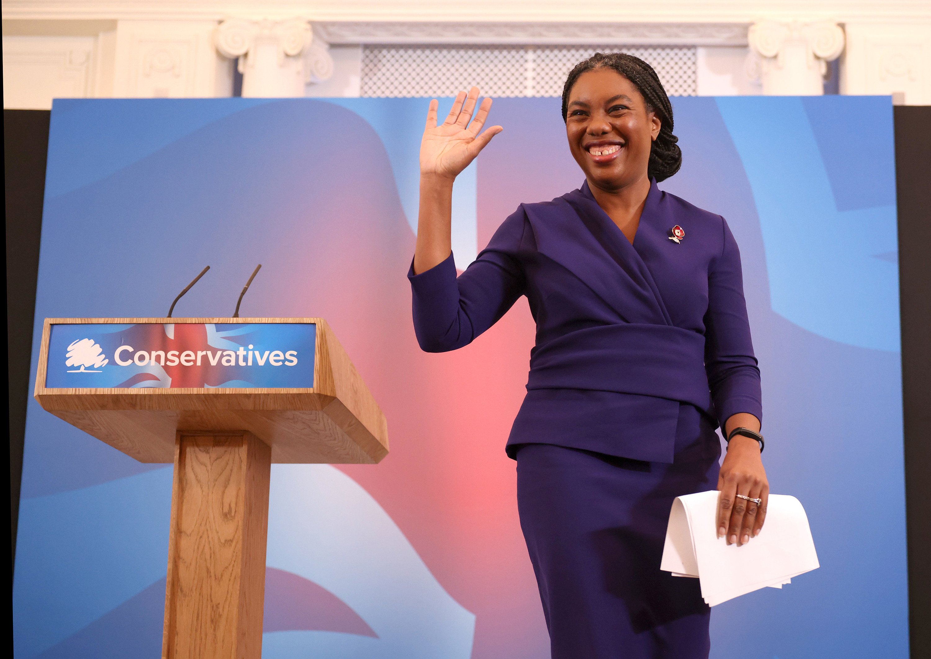 Kemi Badenoch gives a speech after becoming the new leader of the Conservative party on Saturday, November 2, in London. Photo: TNS