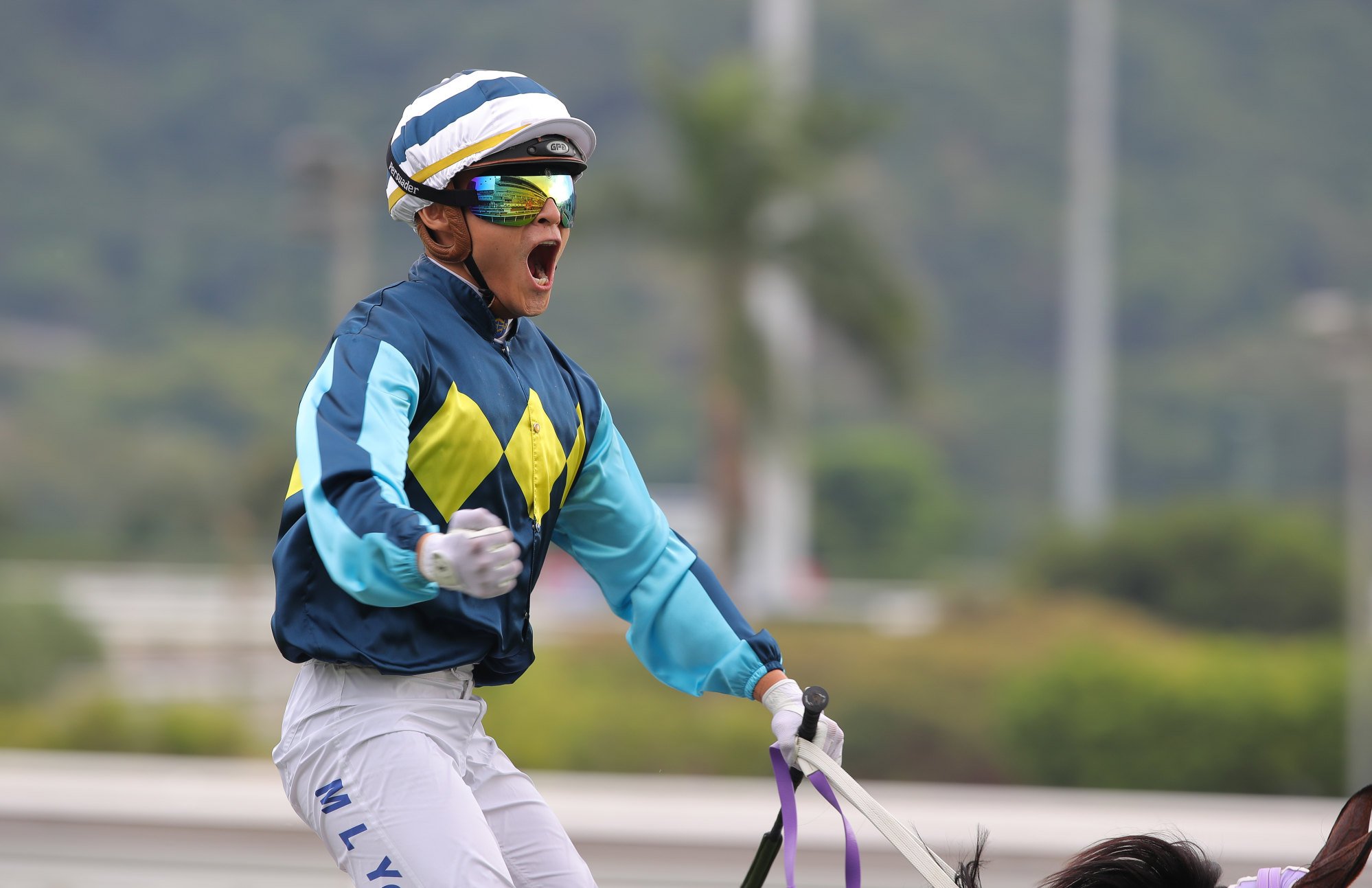 Keith Yeung celebrates his narrow Master Of All victory over Sha Tin.