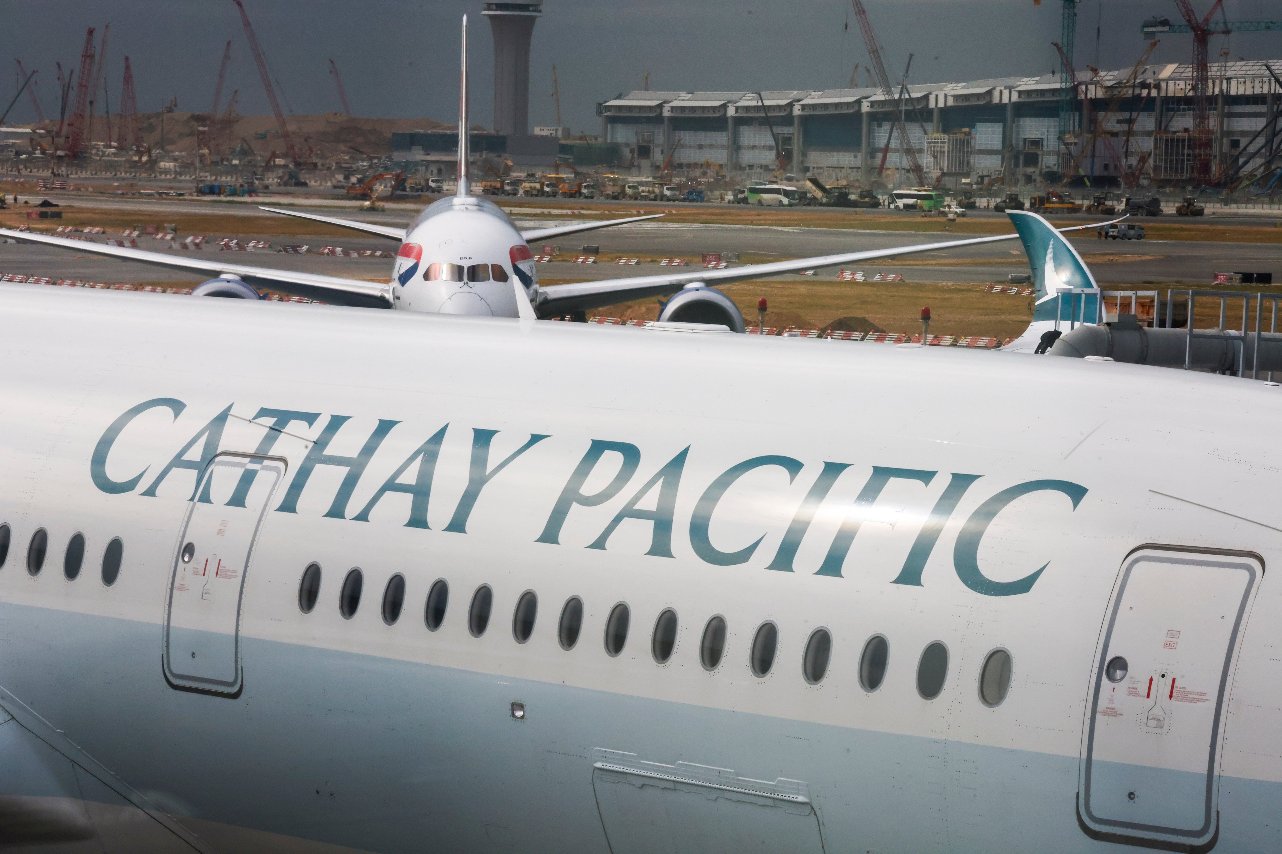 A Cathay Pacific plane taxis at Hong Kong International Airport, Chek Lao Kok on October 28, 2024. Photo: Jonathan Wong