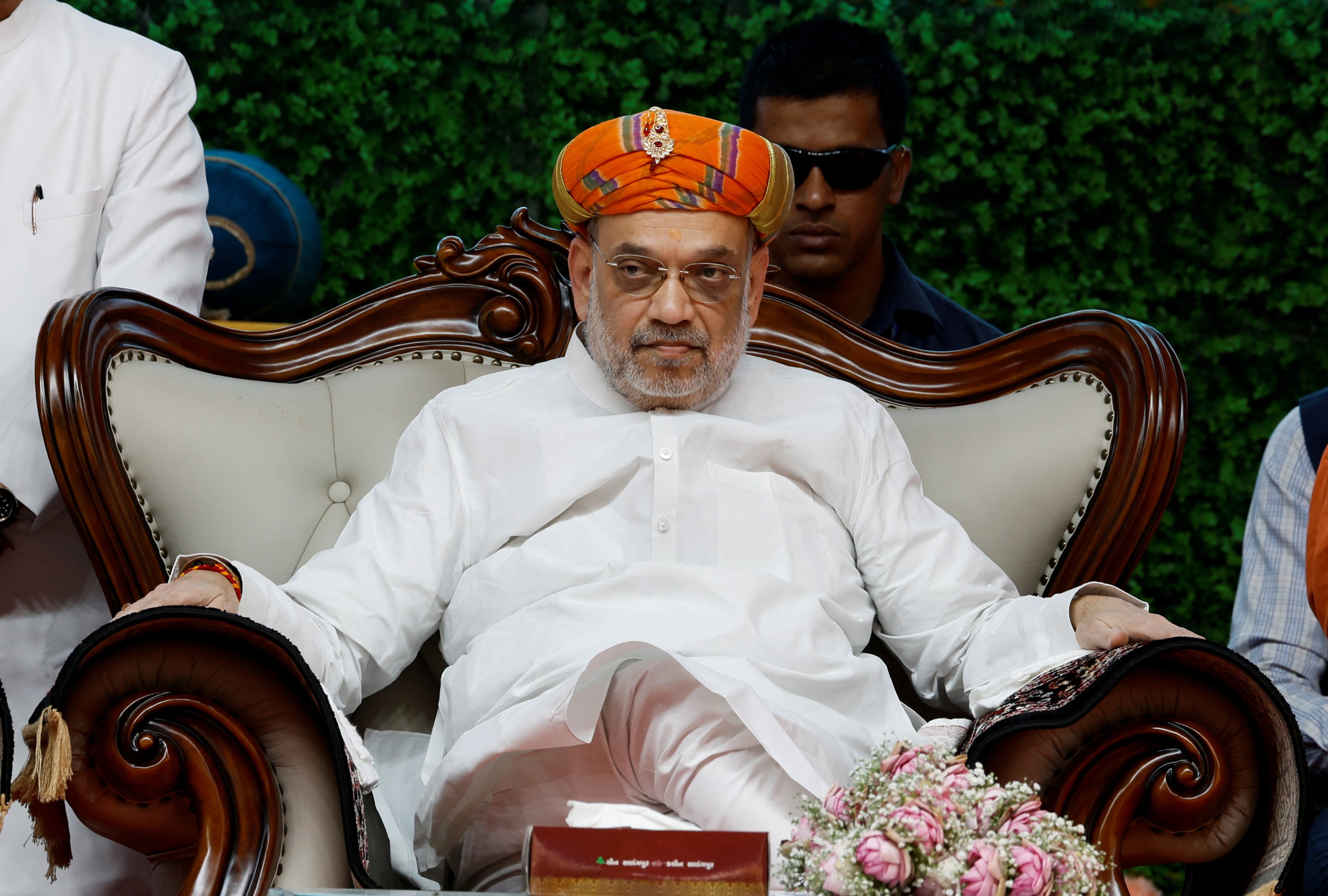 India’s Home Minister Amit Shah attends an inauguration ceremony of Gopalanand Swami Yatrik Bhavan at a temple premises in Salangpur, in the western state of Gujarat, India on October 31, 2024. Photo: Reuters