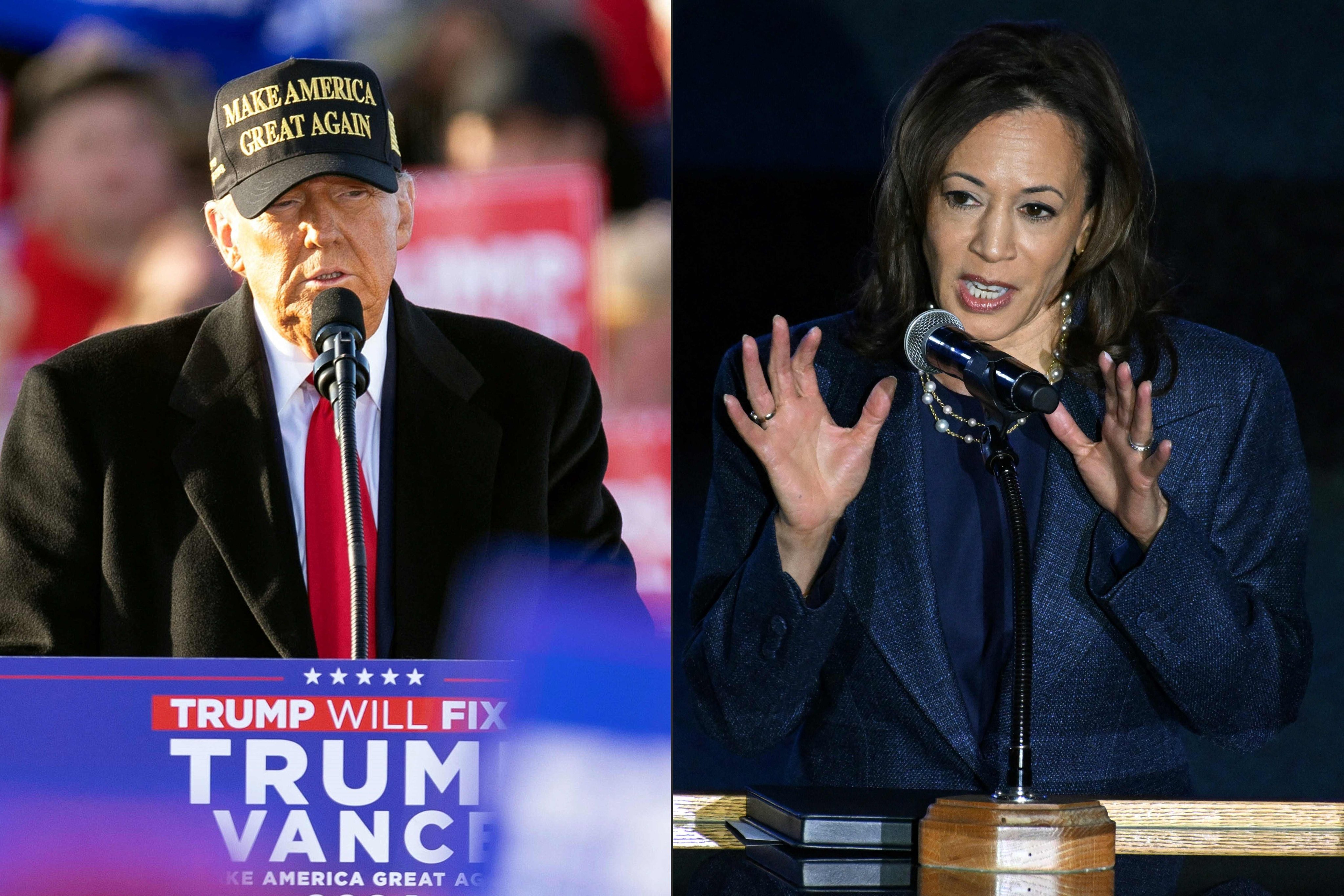 Donald Trump and Kamala Harris are in a frantic final push for votes. Photo: AFP