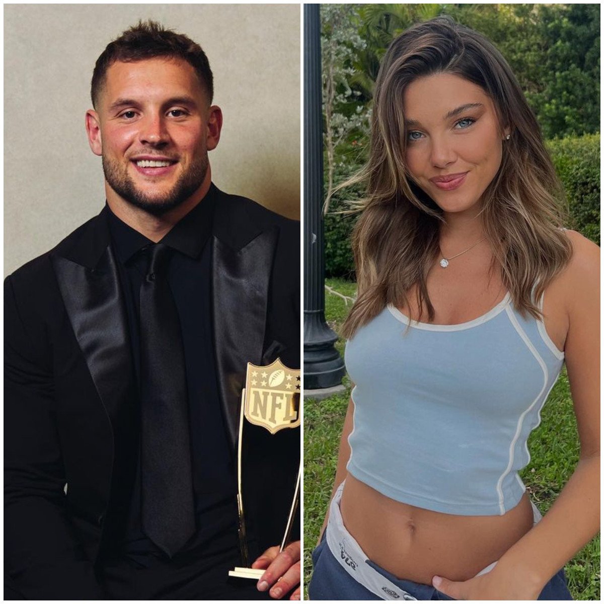 Nick Bosa recently declared his love for Donald Trump – but what about his girlfriend Lauren Maenner? Photos: @laurenmaenner_, @nbsmallerbear/Instagram