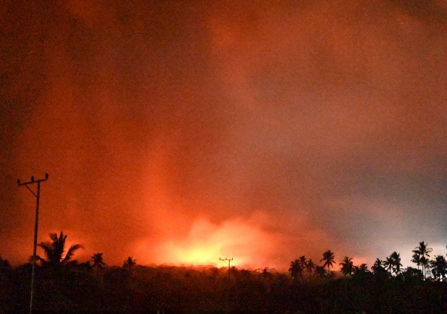 The Lewotobi Laki-Laki volcano spews volcanic materials in East Flores, East Nusa Tenggara province, on Monday. Photo: East Flores Regional Disaster Management Agency / EPA-EFE