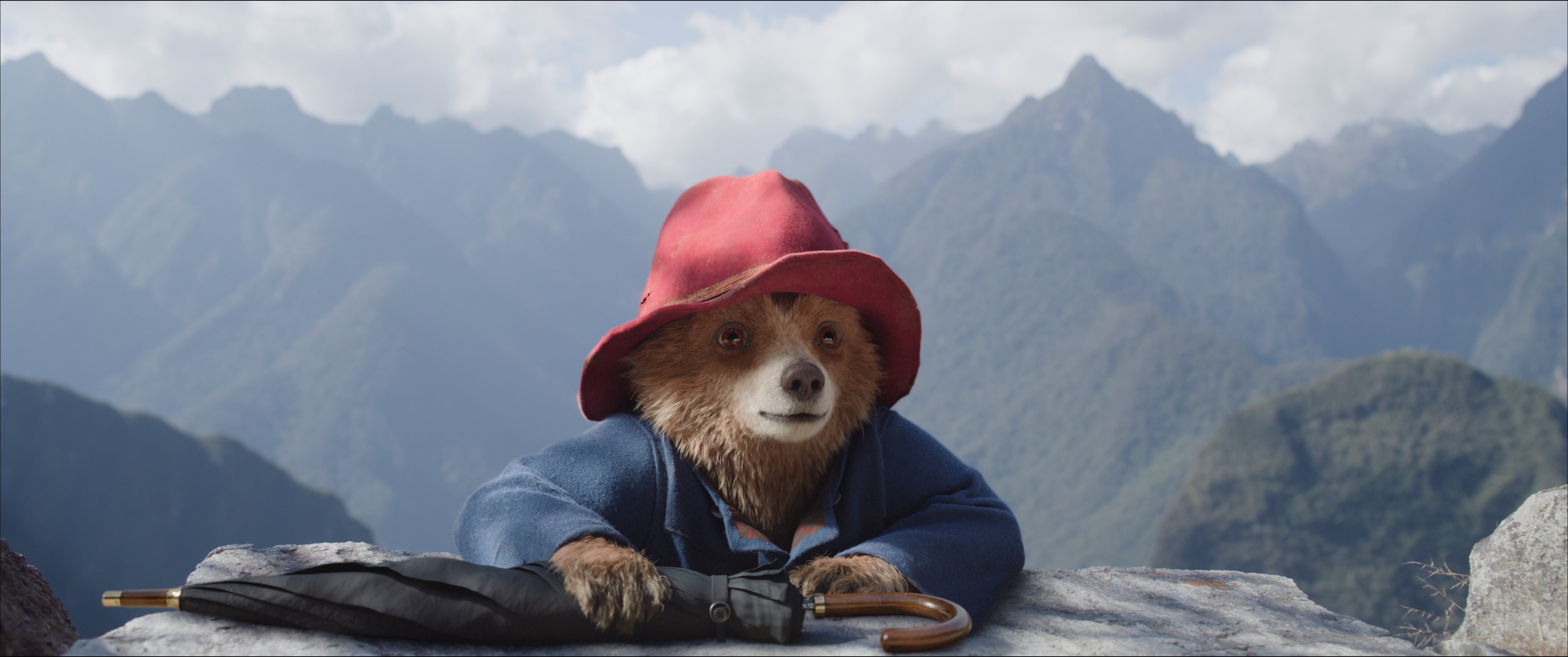 A still from Paddington in Peru, the third film in a series that mixes live action with computer-generated imagery. Hugh Bonneville, Emily Mortimer and Julie Walters star, with Ben Whishaw voicing Paddington. Dougal Wilson directs.