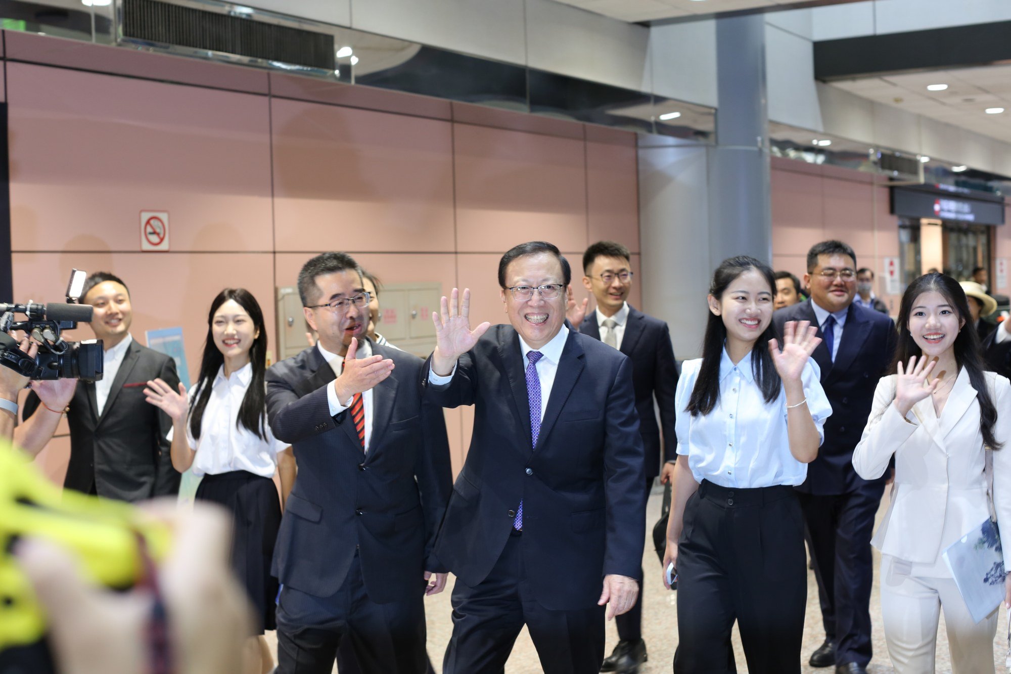 Teachers and students from five mainland universities arrive in Taiwan on July 15, 2023. Photo: Xinhua