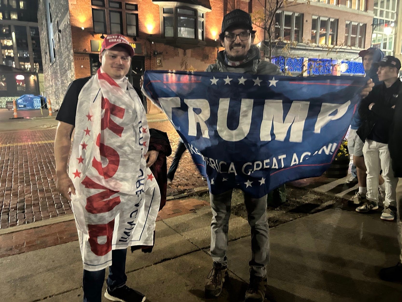 Supporters of Donald Trump outside the Republican nominee’s last rally of the election campaign, in Grand Rapids, Michigan. Photo: Khushboo Razdan