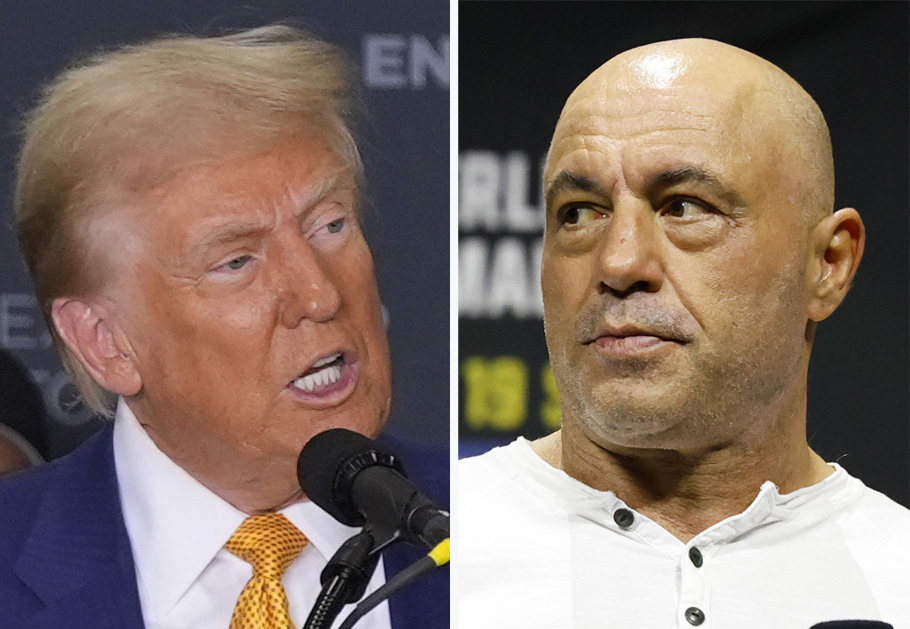 Joe Rogan delivered a last-minute endorsement of Republican candidate Donald Trump on Monday. Photo: AP