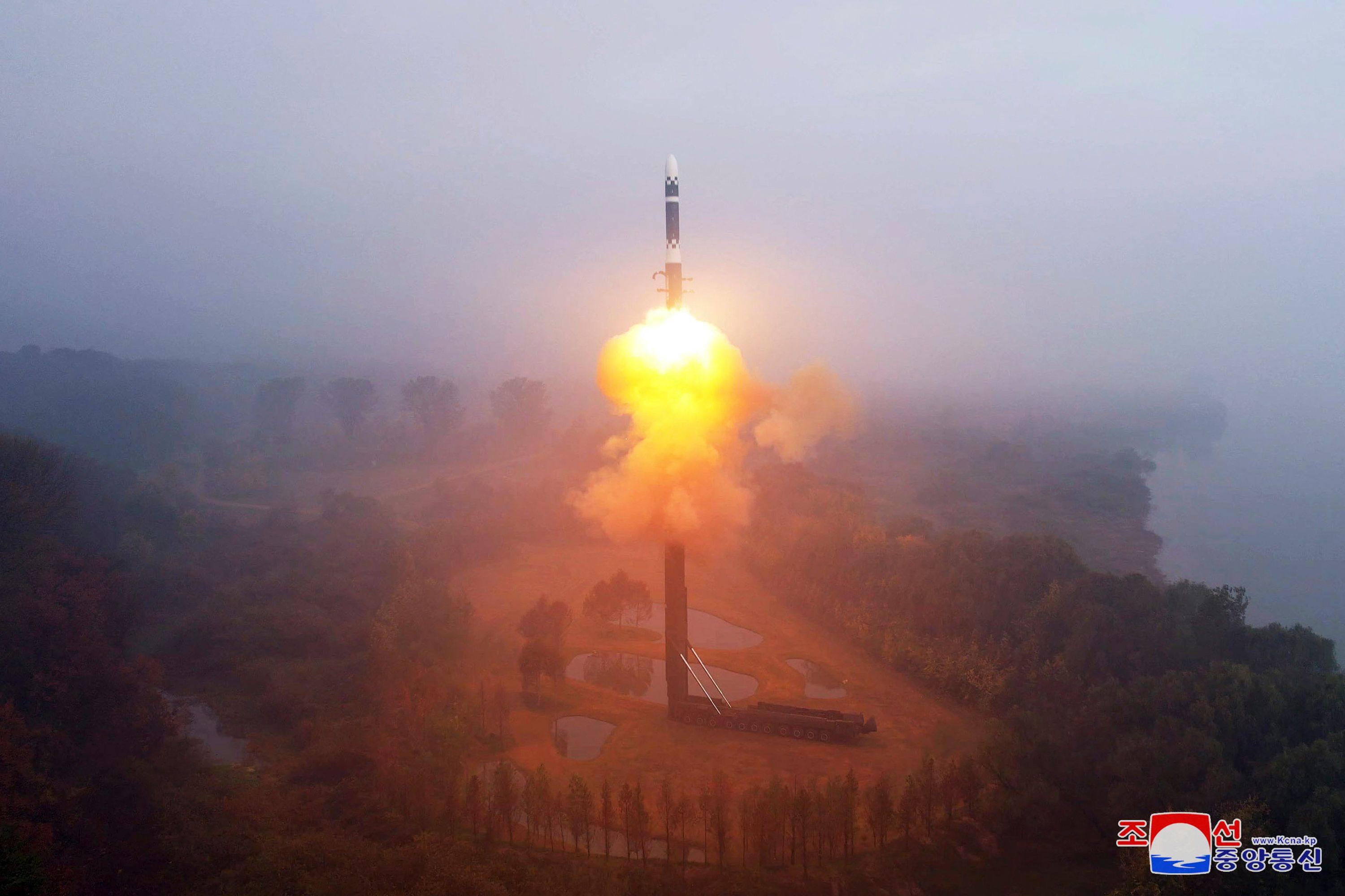 A North Korean Hwasong-19 missile being launched last week. Photo: KCNA via KNS / AFP