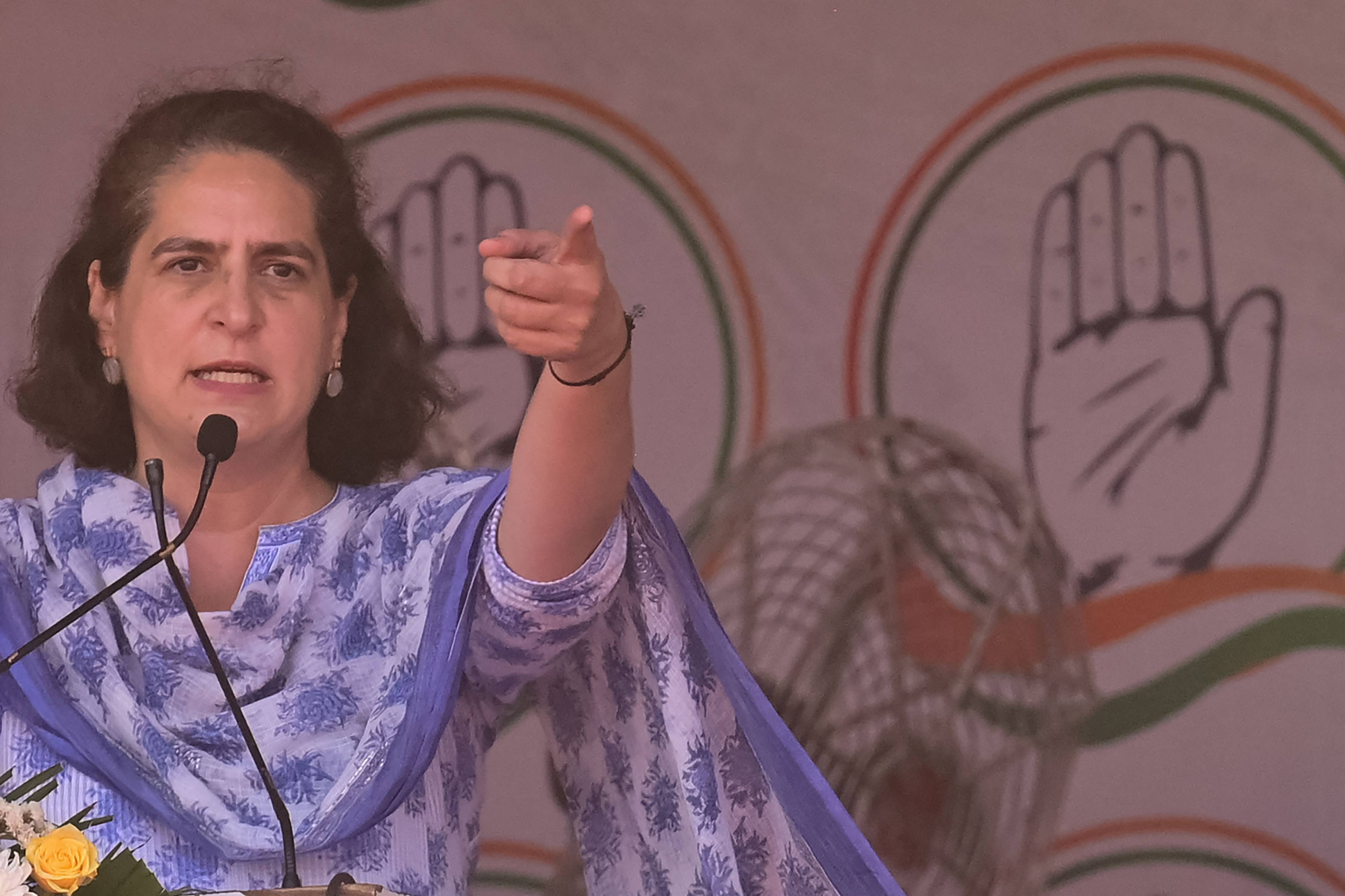 Priyanka Gandhi addresses Congress party supporters during an election rally in Chandigarh, India, in May. Photo: AFP