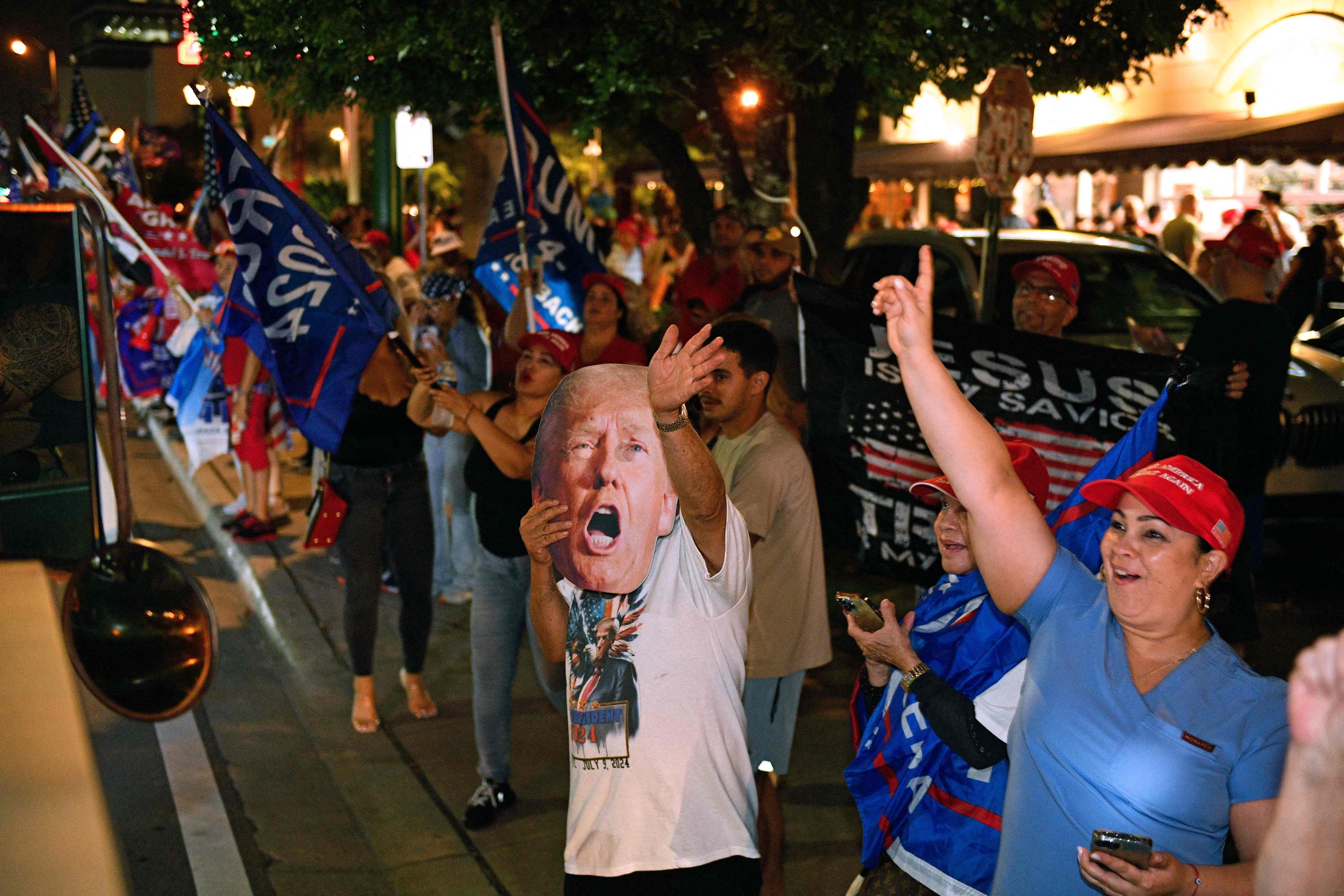 Supporters of Donald Trump in Miami, Florida on Tuesday. Photo: AFP