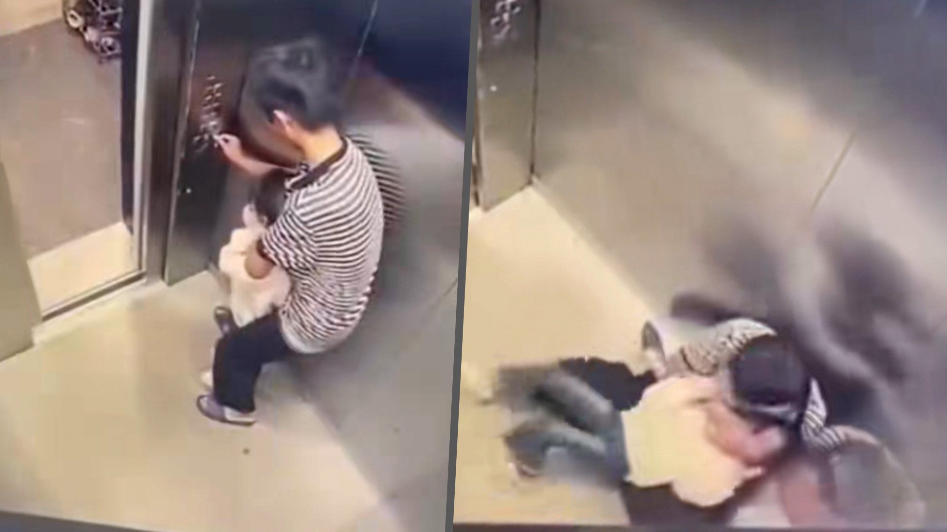 Social media in China has been shocked by a video of a 14-year-old “bewitched”  boy attacking a seven-year-old girl in a lift. Photo: SCMP composite/Douyin