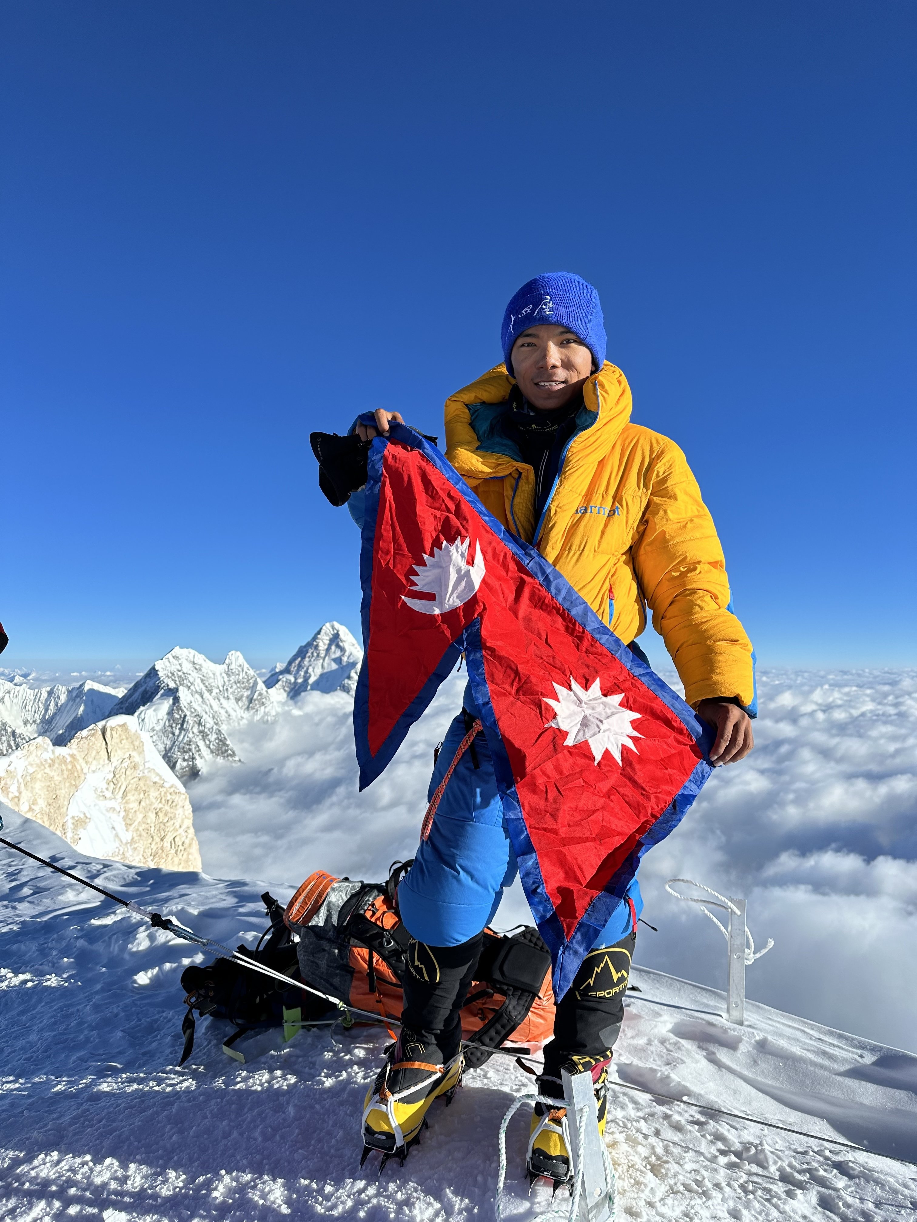 Nepali mountaineer Nima Rinji Sherpa has become the world’s youngest person to summit all 14 of the world’s 8,000-metre peaks. Photo: EPA-EFE/Seven Summit Treks