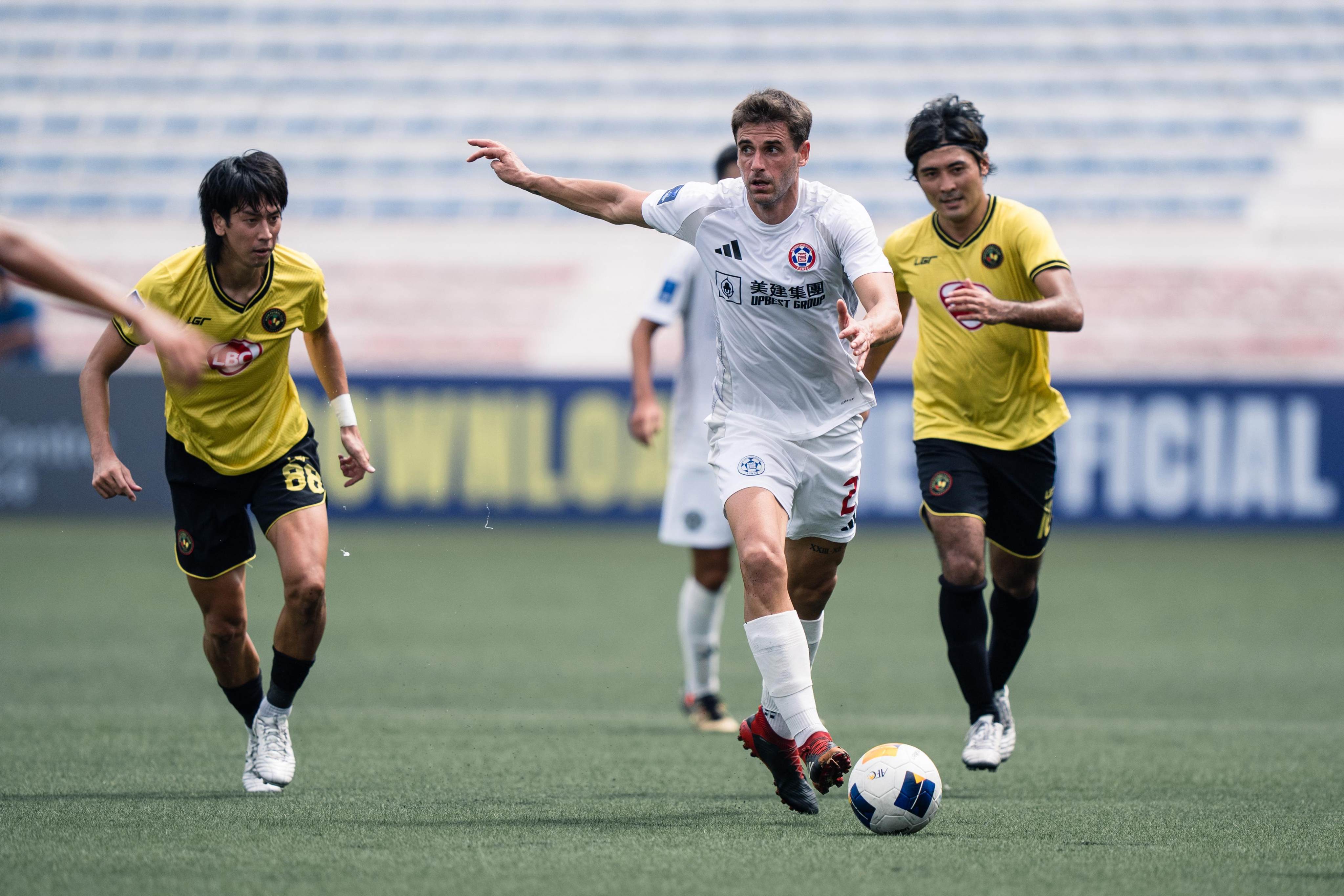 Marcos Gondra sizes up a pass during Eastern’s away victory against Kaya FC a fortnight ago. Photo: Eastern FC