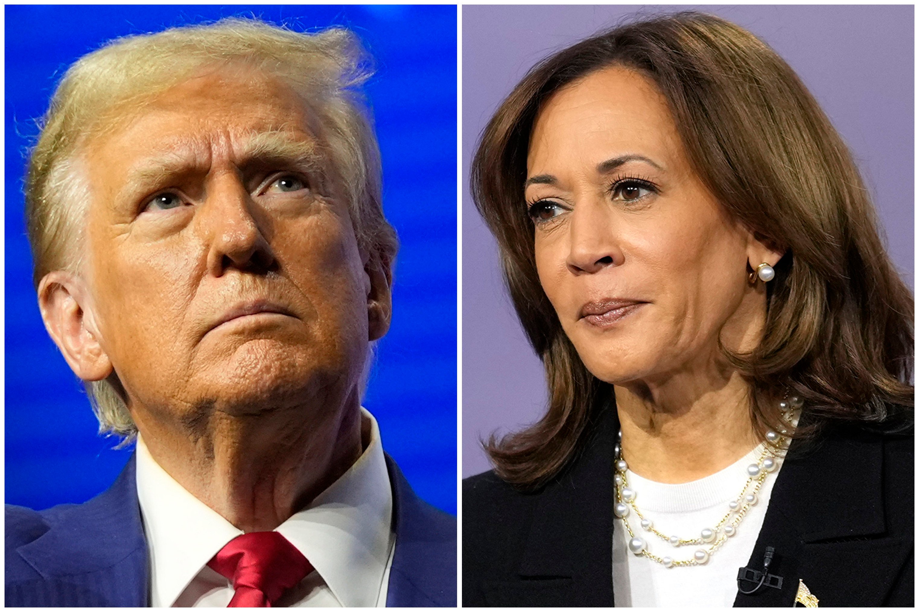 Republican presidential candidate  Donald Trump and Democratic presidential candidate Kamala Harris at separate campaign events on October 23. Photo: AP