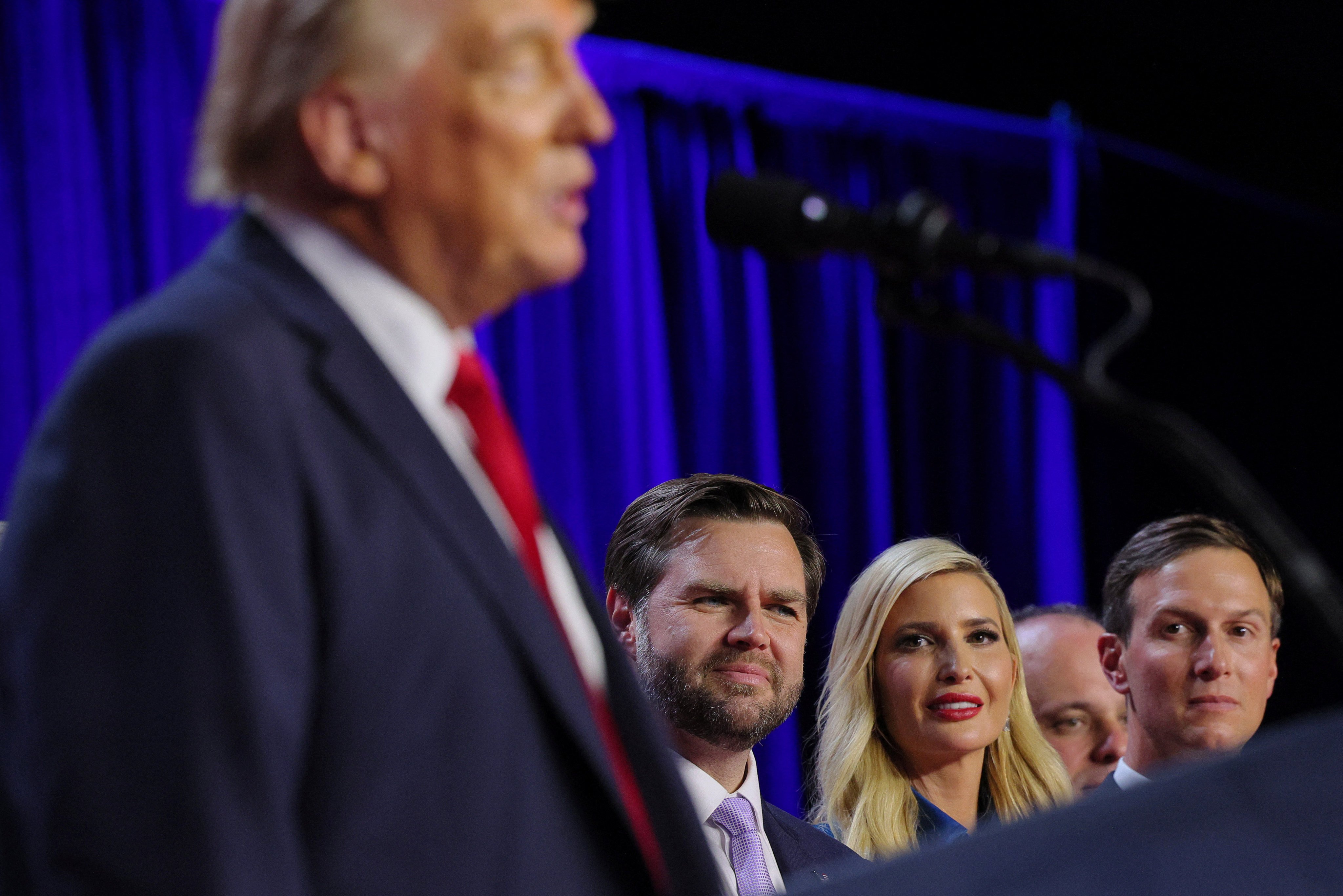 Donald Trump speaks at an election night rally in West Palm Beach, Florida. He will take office as US president again on January 20. Photo: Reuters