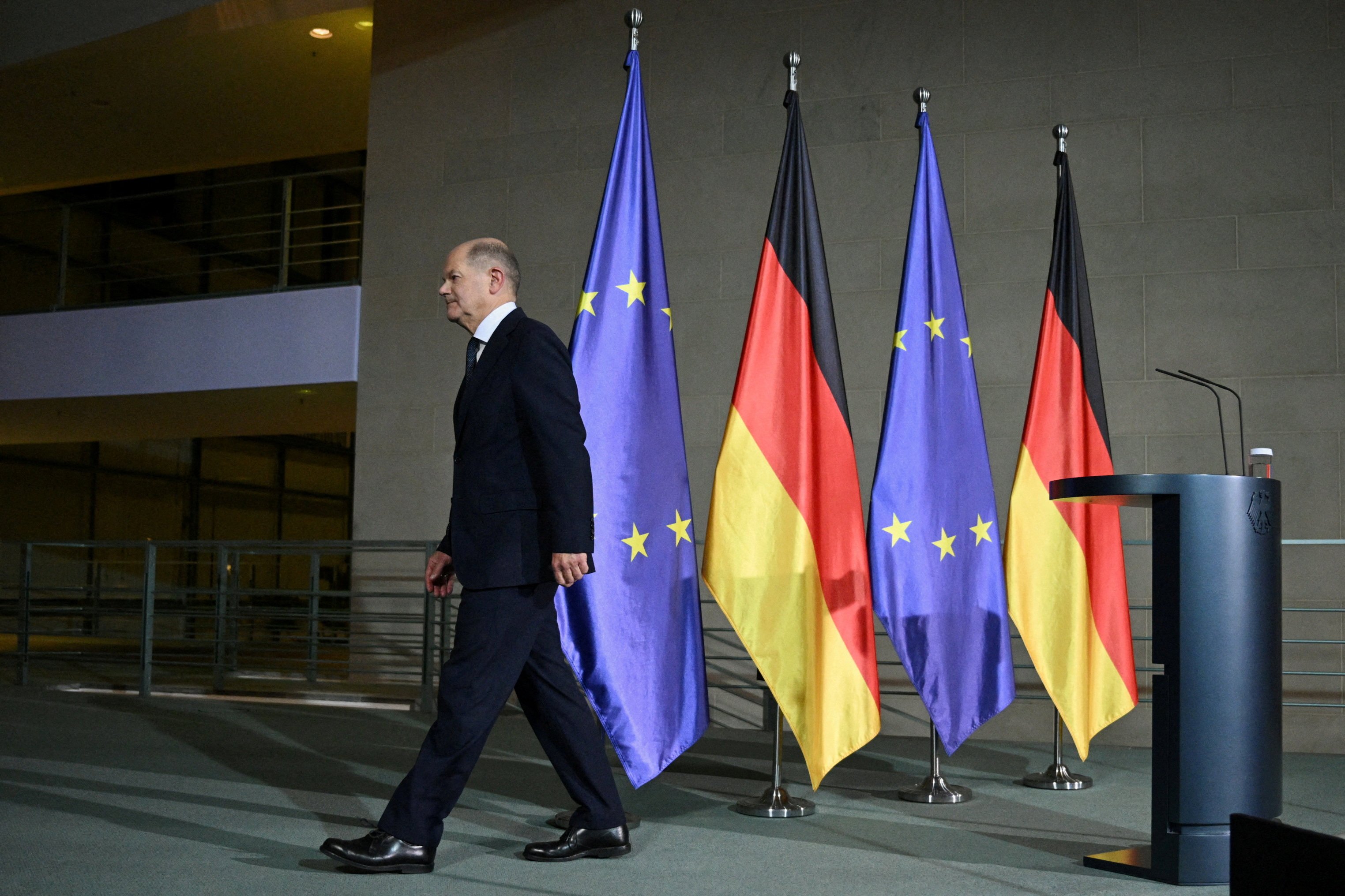 German Chancellor Olaf Scholz after he sacked Finance Minister Christian Lindner. Photo: Reuters