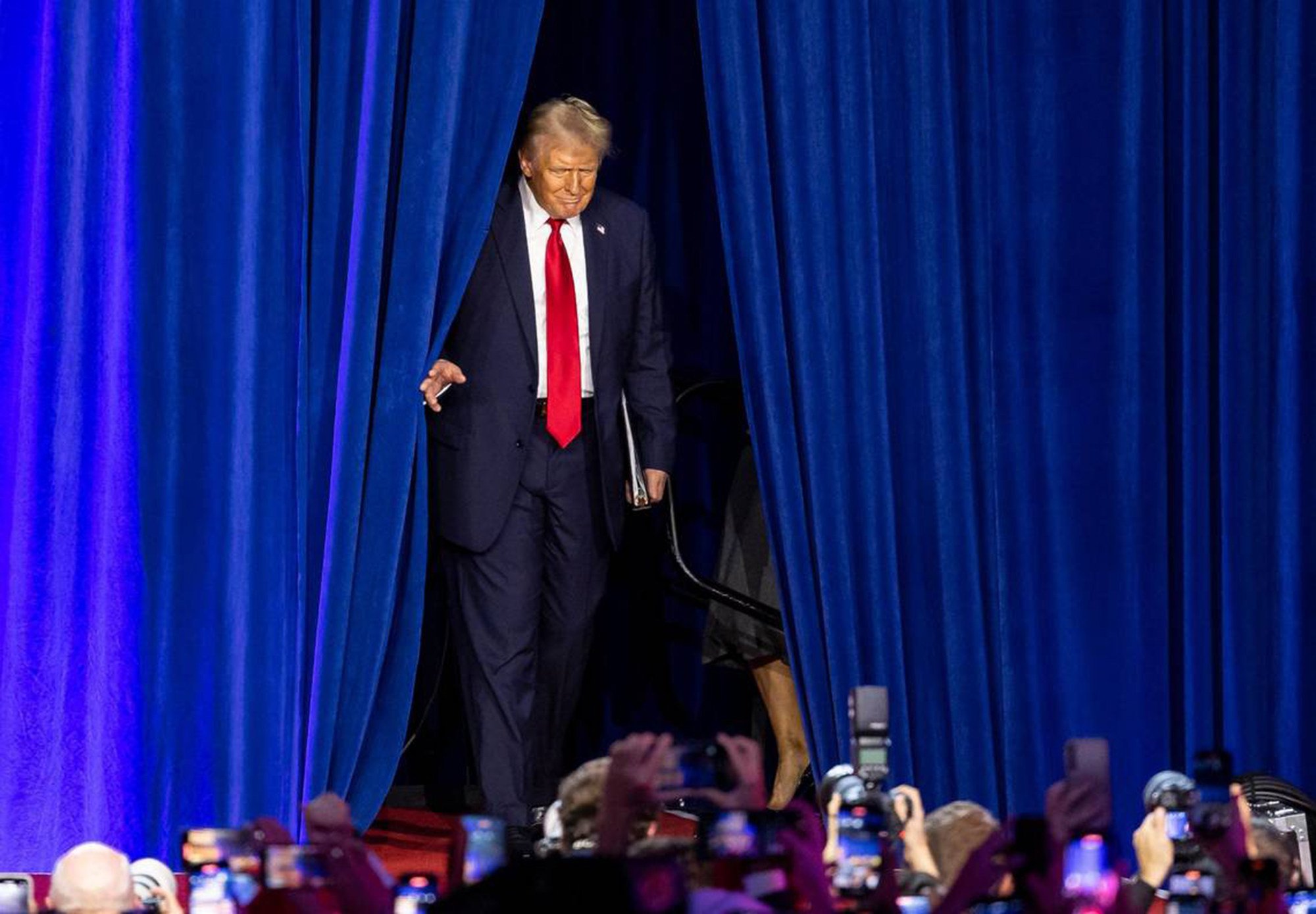 Donald Trump appears at an election-night watch party at the Palm Beach County Convention Centre in Florida on Wednesday. The Republican won the 2024 US presidential election. Photo: Miami Herald via Zuma Press/dpa