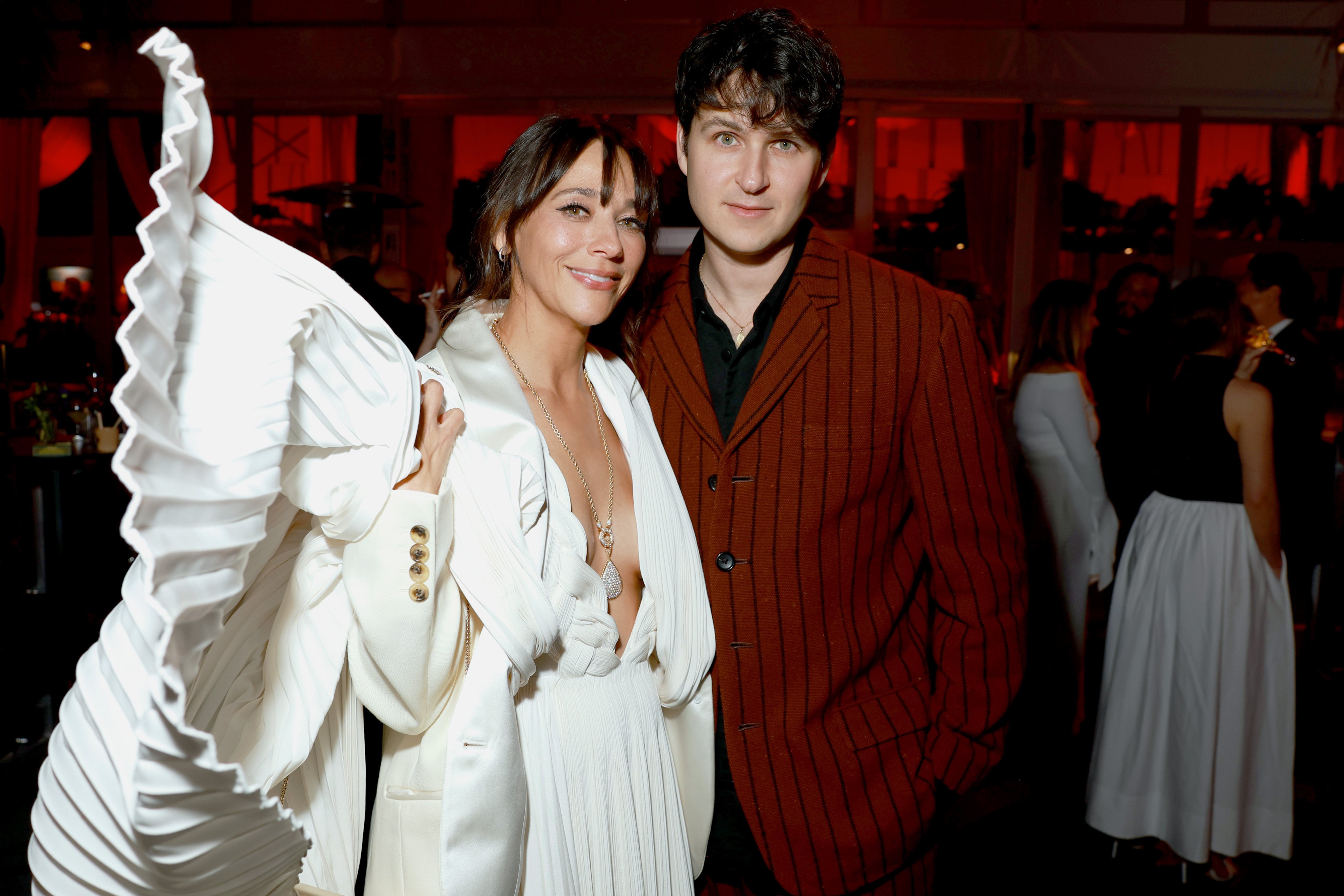 Rashida Jones and her partner Ezra Koenig at the 2024 Vanity Fair Oscar Party. Photo: Getty Images