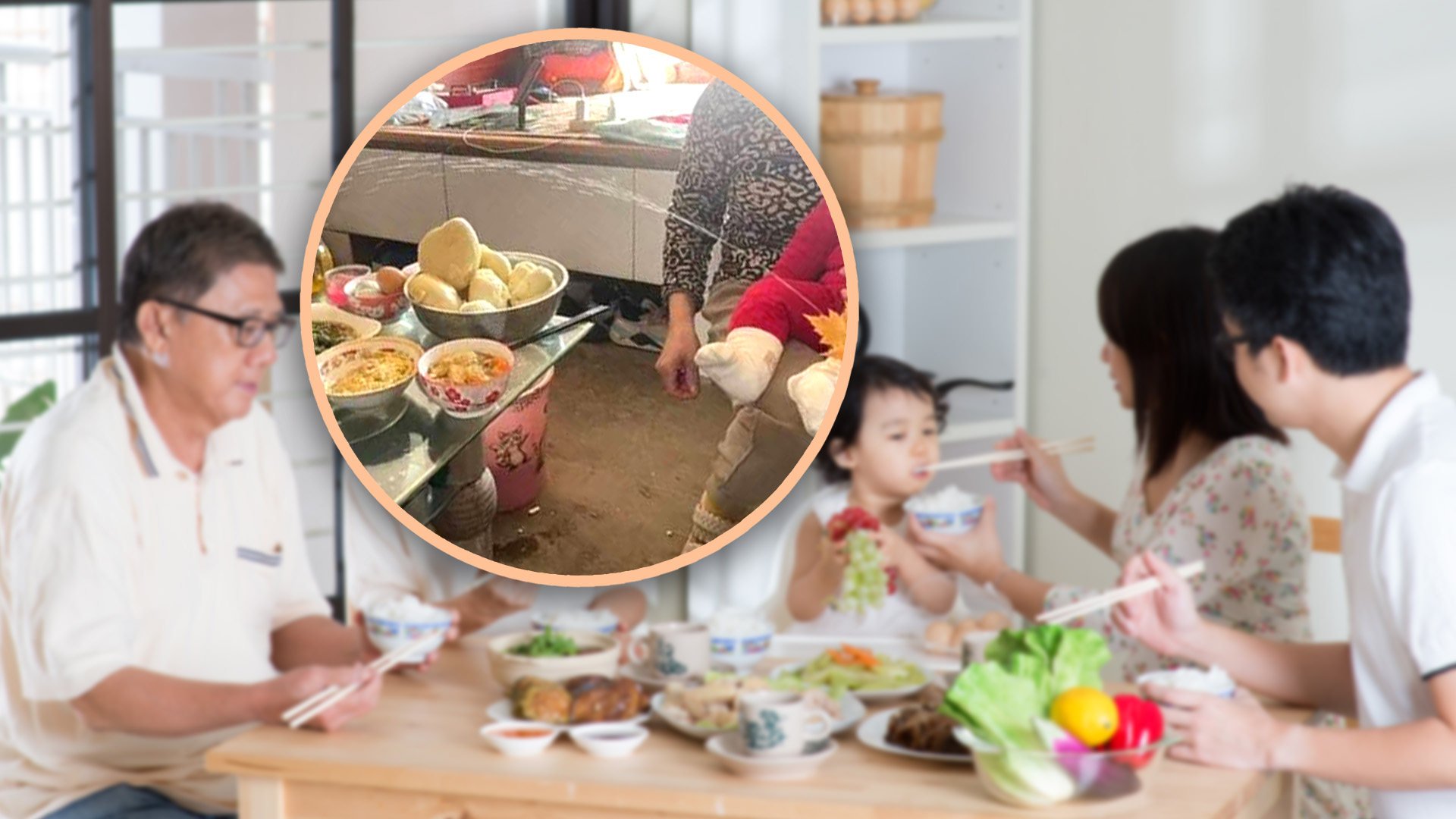 A mother in China is in hot water after posting a photo of her toddler son urinating over a table of food. Photo: SCMP composite/Shutterstock/Xiaohongshu