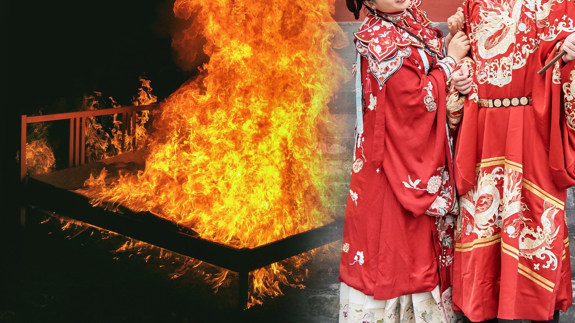 A man in China has been scammed by his lover who persuaded him to “pay her ex-husband” US$14,000 to burn her old “marriage bed’” then vanished. Photo: SCMP composite/Shutterstock