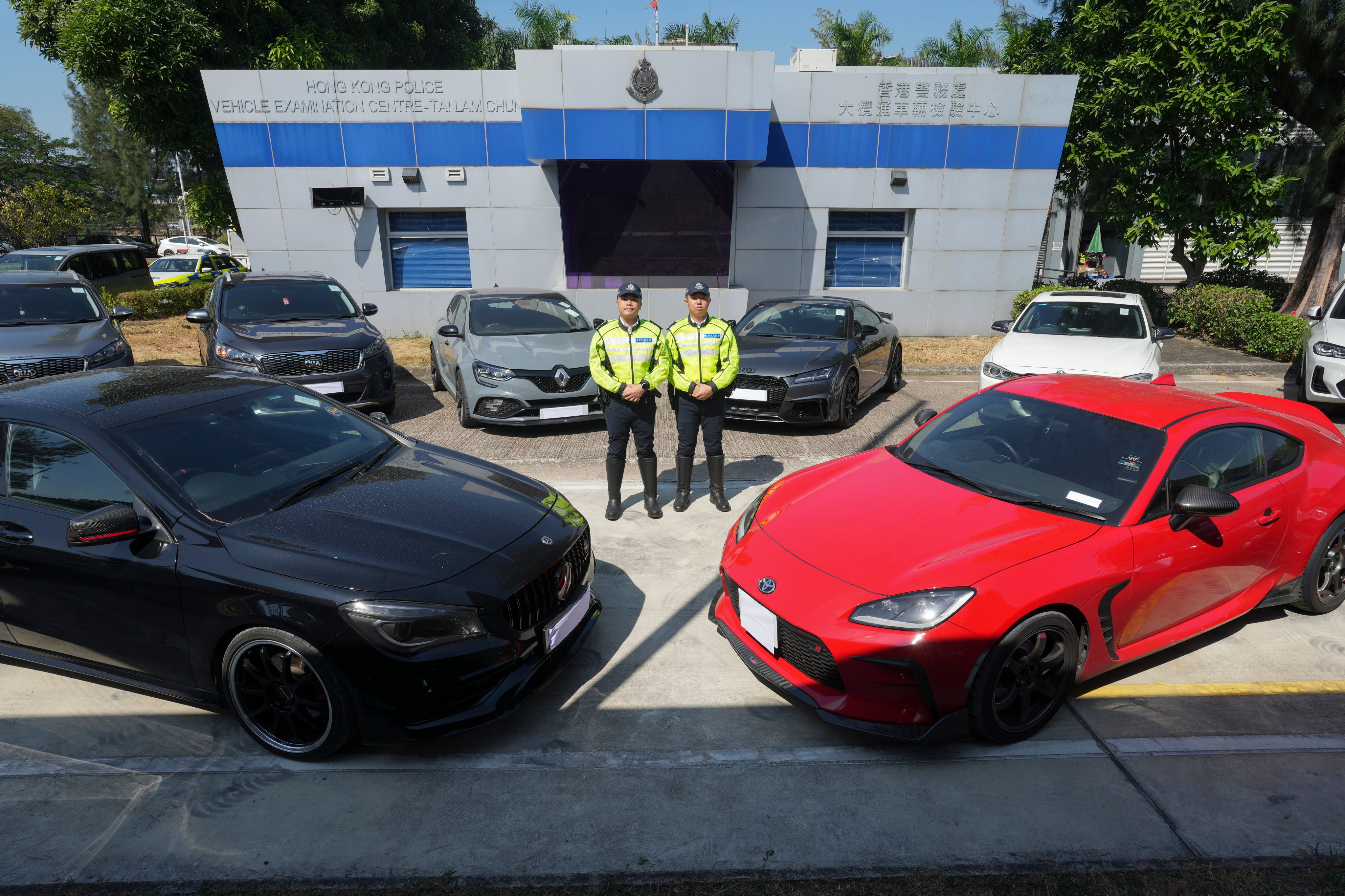 The 14 impounded vehicles are being held at the Tai Lam Chung Vehicle Examination Centre. Photo: Sam Tsang