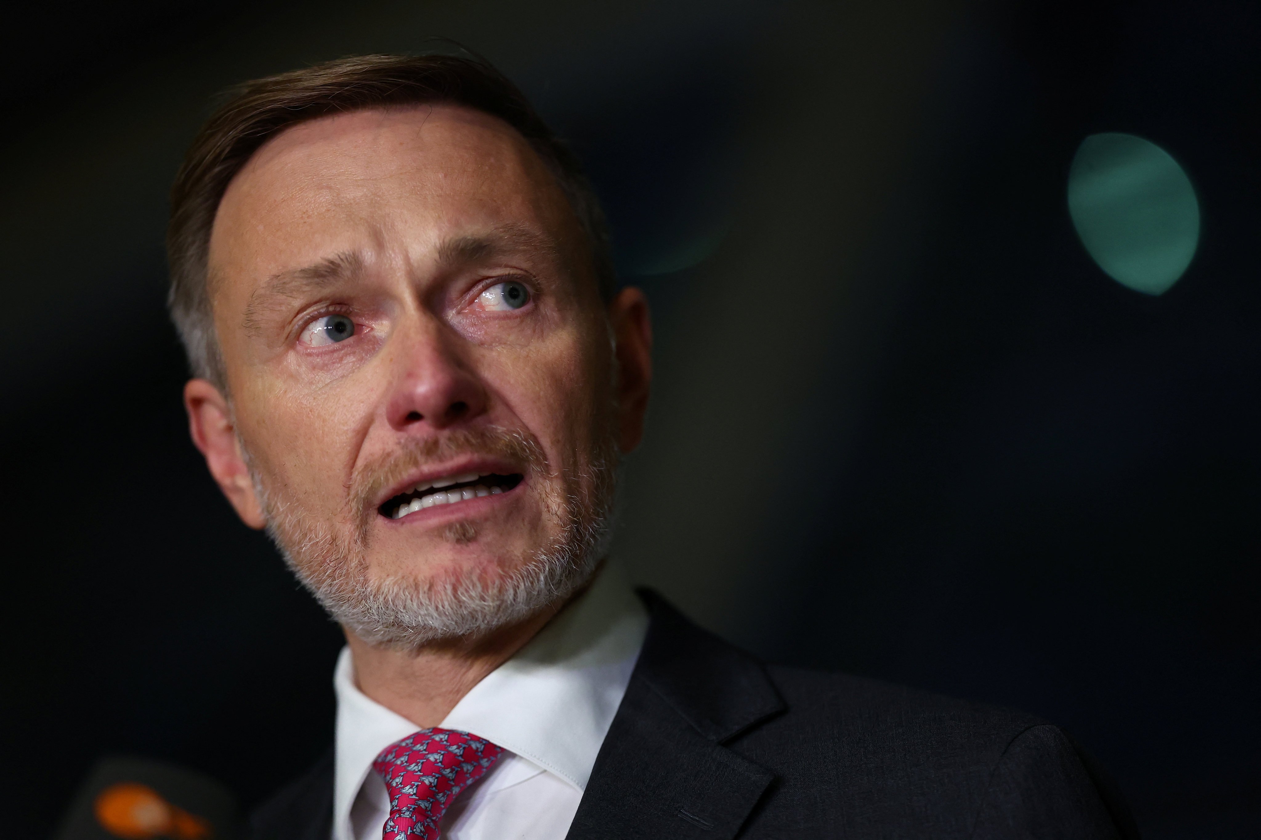 Outgoing German Finance Minister Christian Lindner gives a statement at the Bundestag, Germany’s lower house of parliament, after he was sacked on Wednesday. Photo: Reuters