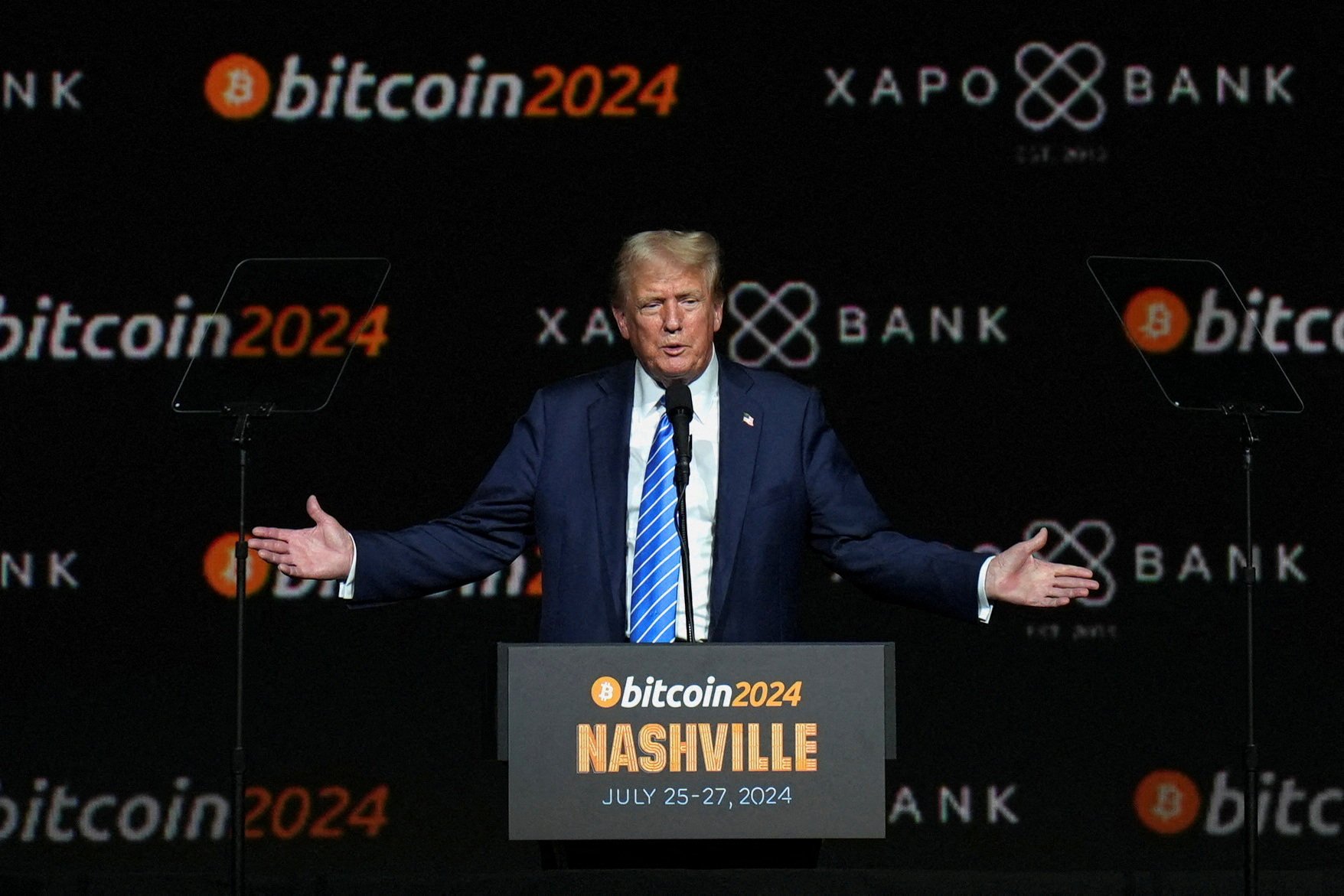 US President Donald Trump at the Bitcoin 2024 event in Nashville, Tennessee in July. Photo: Reuters