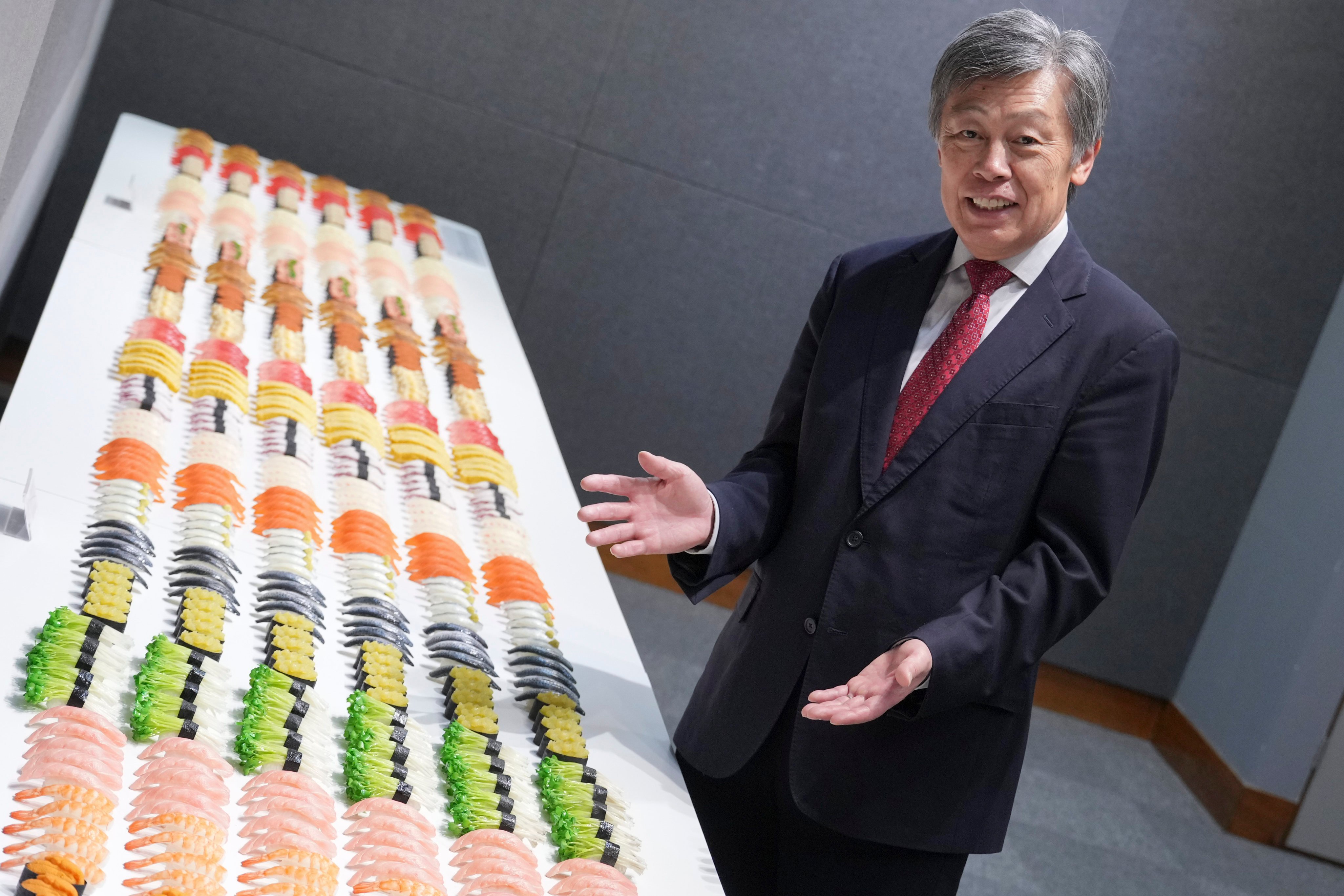 Consul General Kenichi Okada at the opening preview of the Japan Foundation’s traveling exhibition, “I Love Sushi”, held at the City Hall Exhibition Gallery in Central. Photo: May Tse