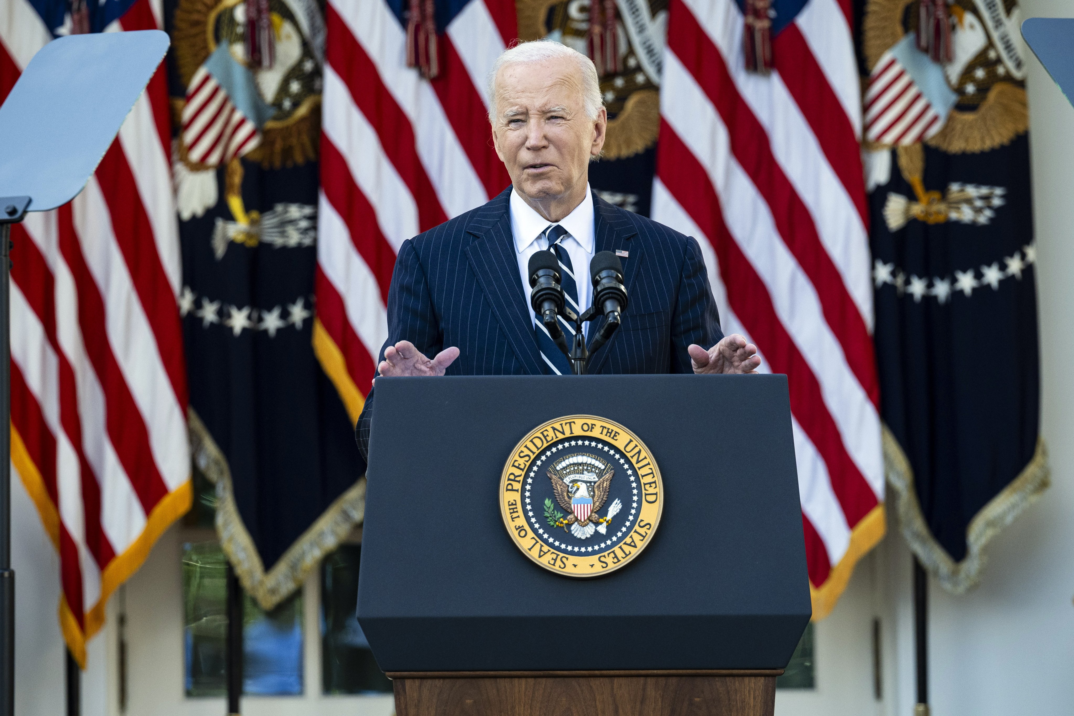 US President Joe Biden delivers remarks on the results of the presidential election from the White House Rose Garden on Thursday. Photo: EPA-EFE