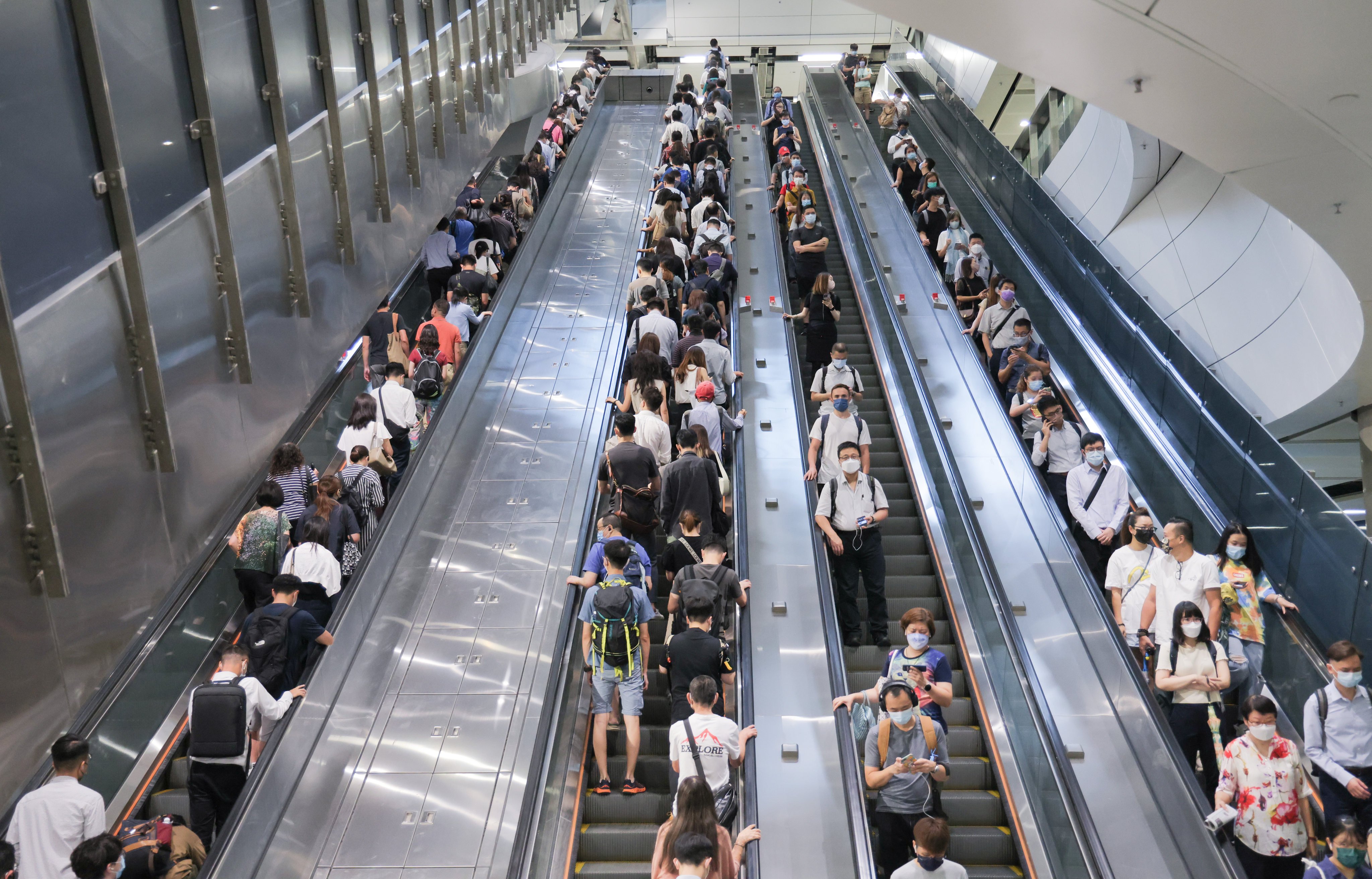 More than 1,300 escalators serve millions of passengers every day at MTR stations across the city. Photo: Jelly Tse