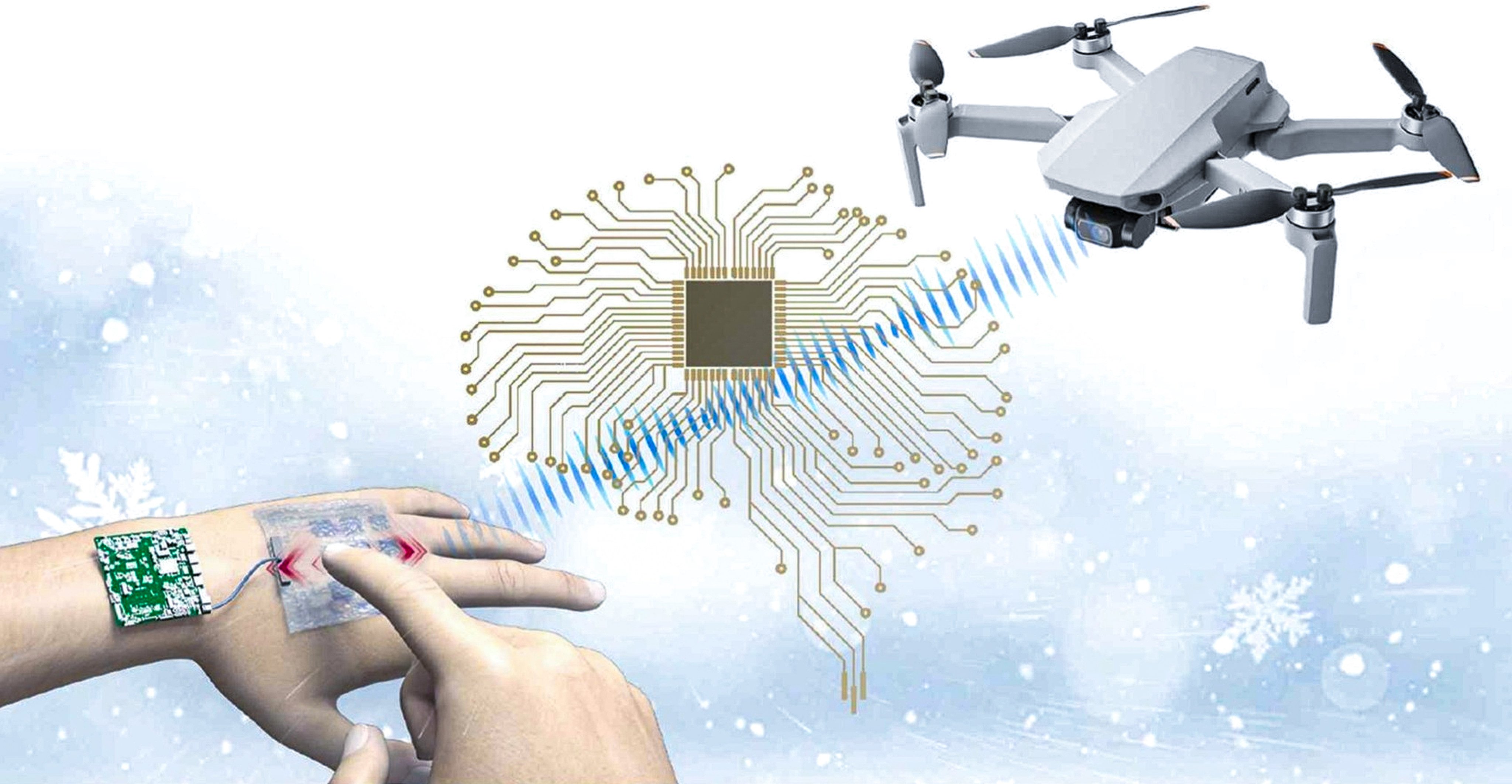 A series of swipe patterns are recognised by the touchpad which then transmits the command via Bluetooth to a control platform that then tells the drone. Photo: Handout