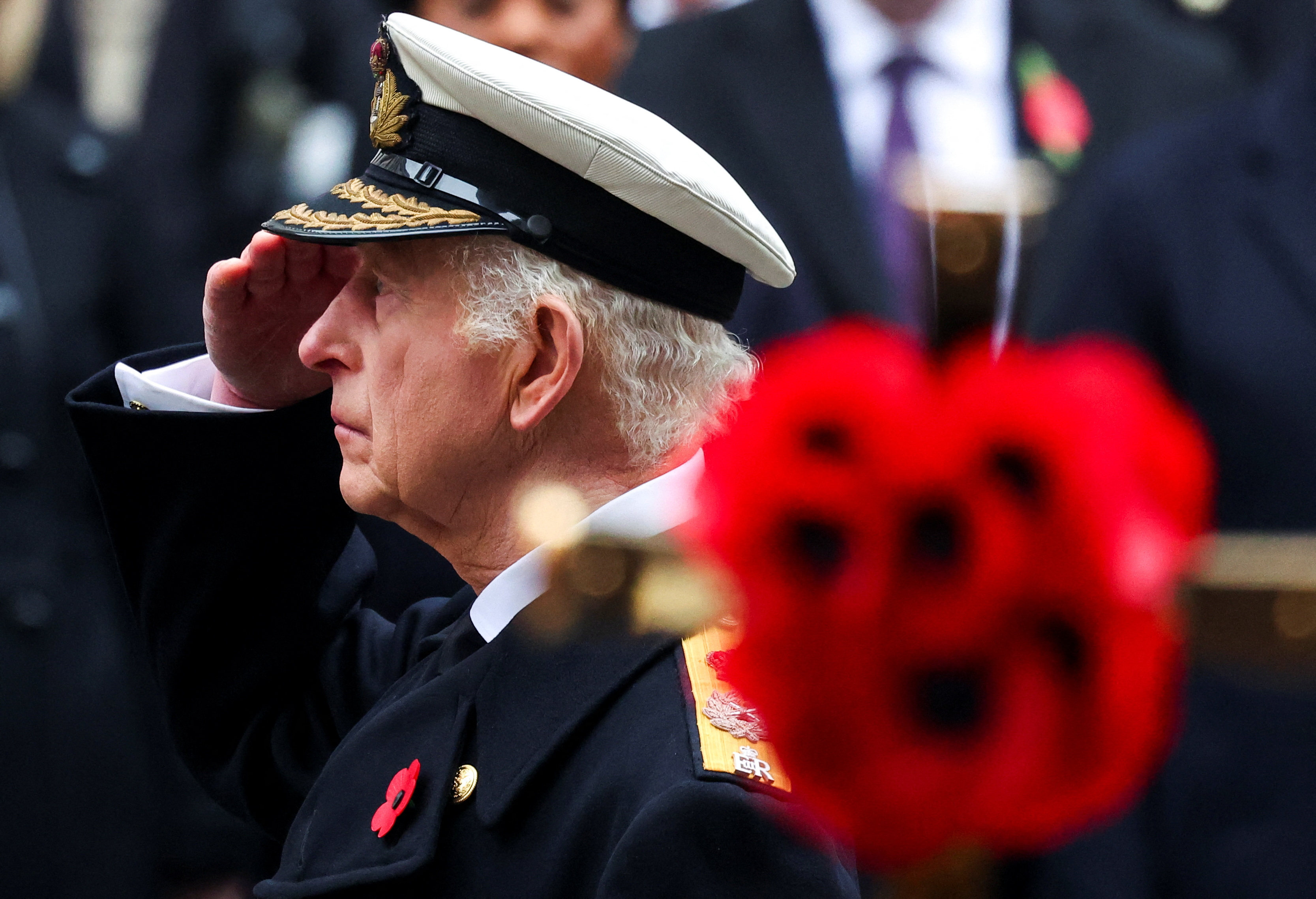 Britain’s King Charles at a remembrance service on Sunday. Photo: Reuters