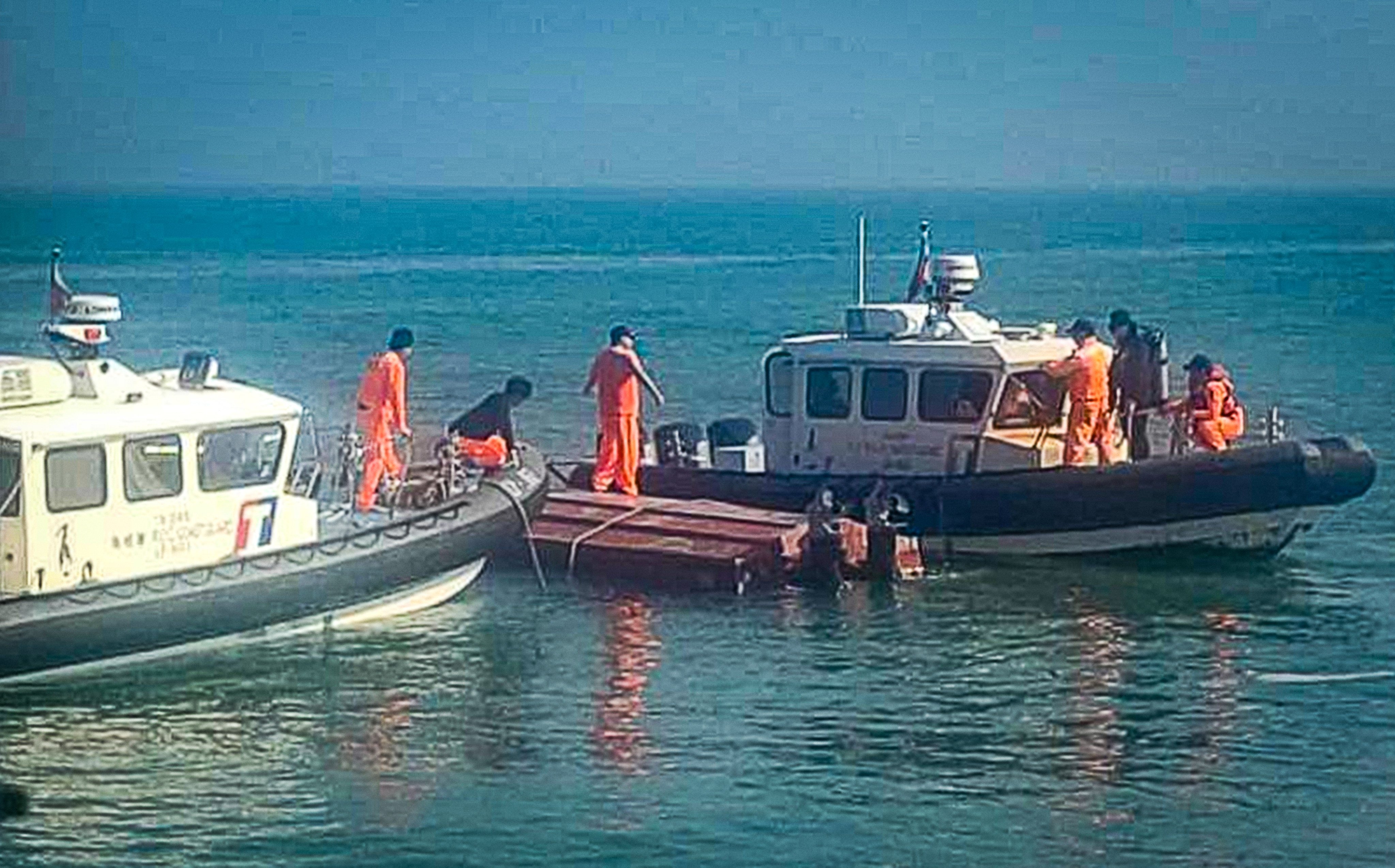 Two crew members died when the boat capsized near Quemoy. Photo: Coast Guard Administration’s Kinmen-Matsu-Penghu Branch