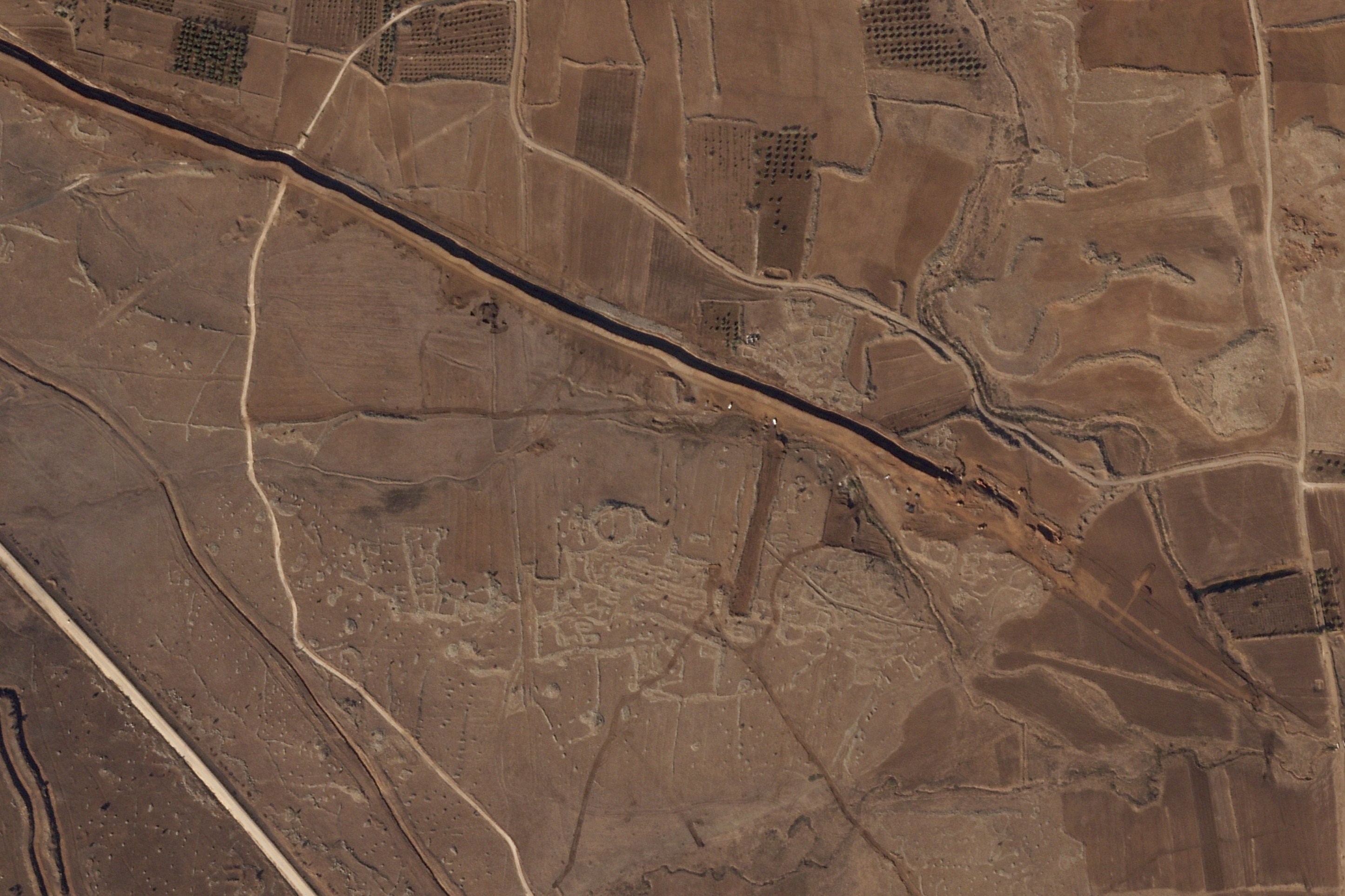 This satellite image shows Israeli forces digging along the Alpha Line on November 5, 2024. Photo: Planet Labs PBC via AP